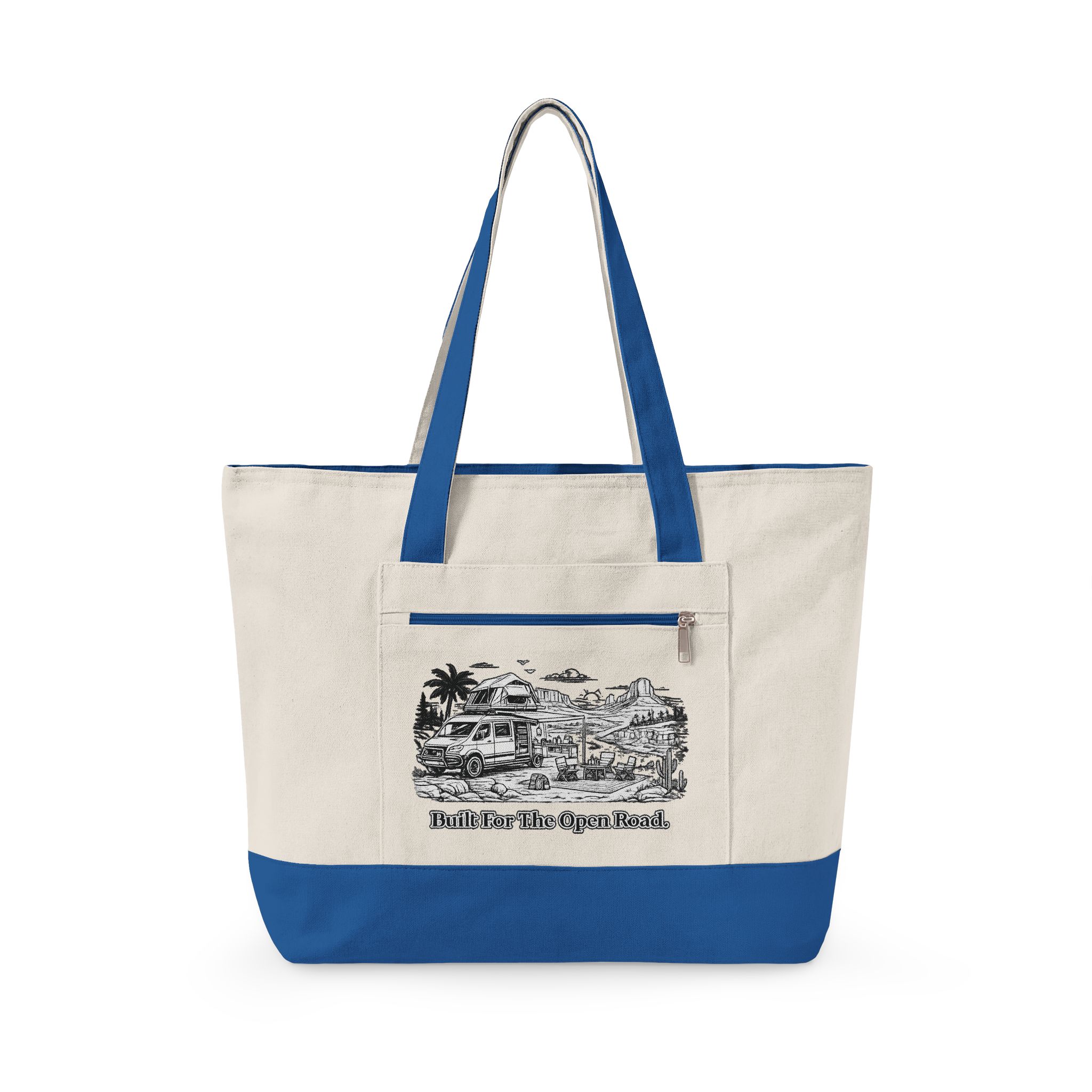 Zippered Canvas Tote — "Built For the Open Road" (Design Minimal-Line)
