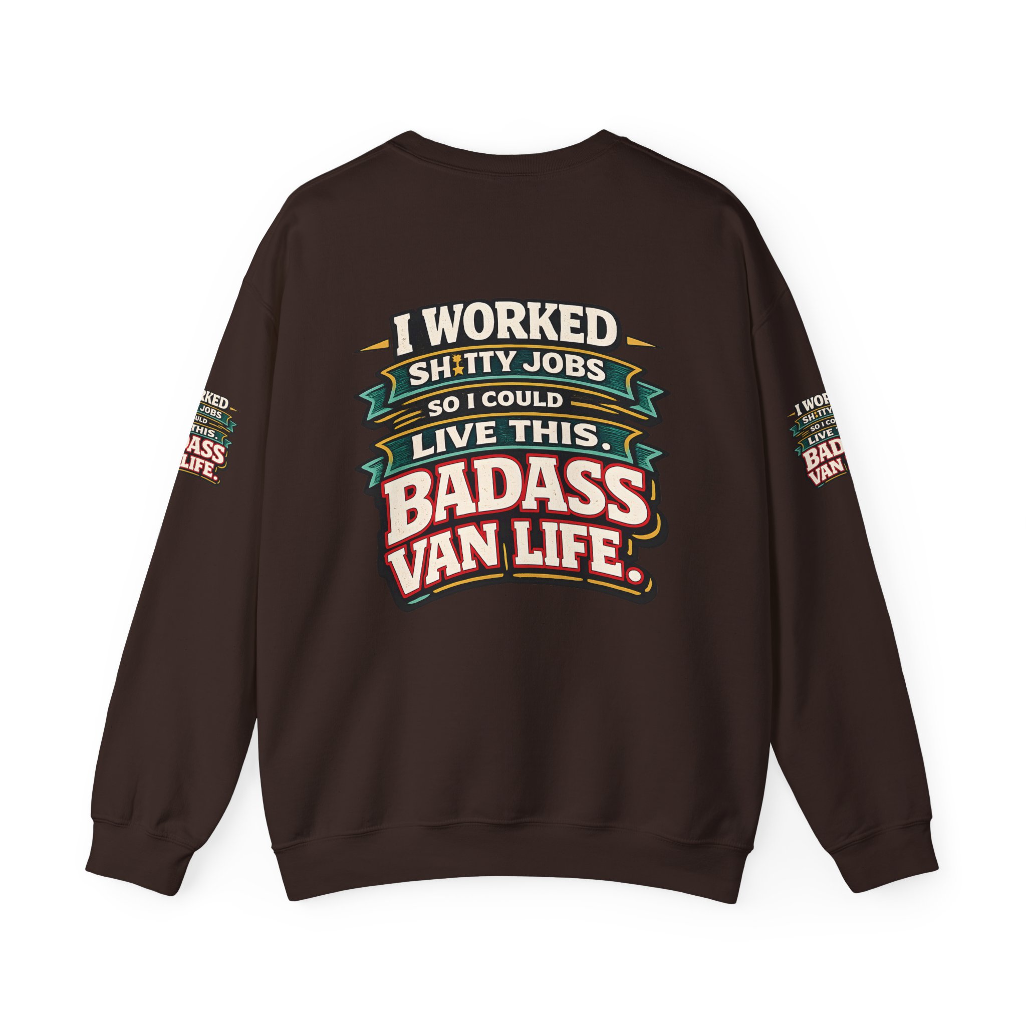 Unisex Heavy Blend™ Crewneck Sweatshirt — "I Worked Shitty Jobs" Design F**K-Line