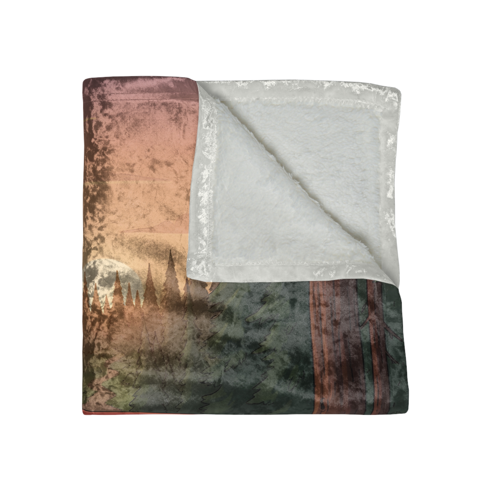 Crushed Velvet Blanket —"Forest Air Free Spirit Full Tank" Design Sitcom-Line (Campervan)