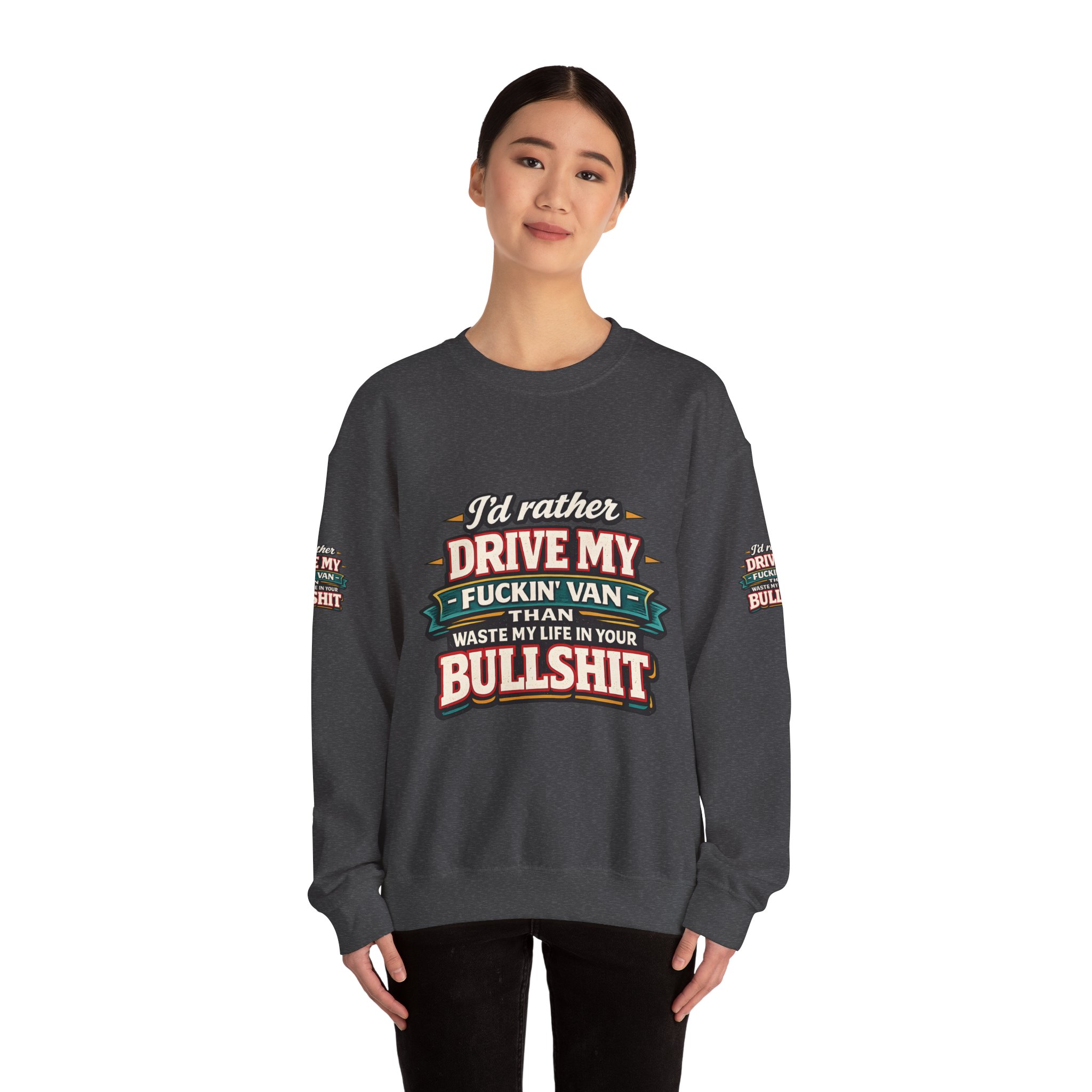 10178424329671647583_2048.jpeg Unisex Heavy Blend™ Crewneck Sweatshirt — "I´d Rather Drive My Fucking Van" Design F**K-Line