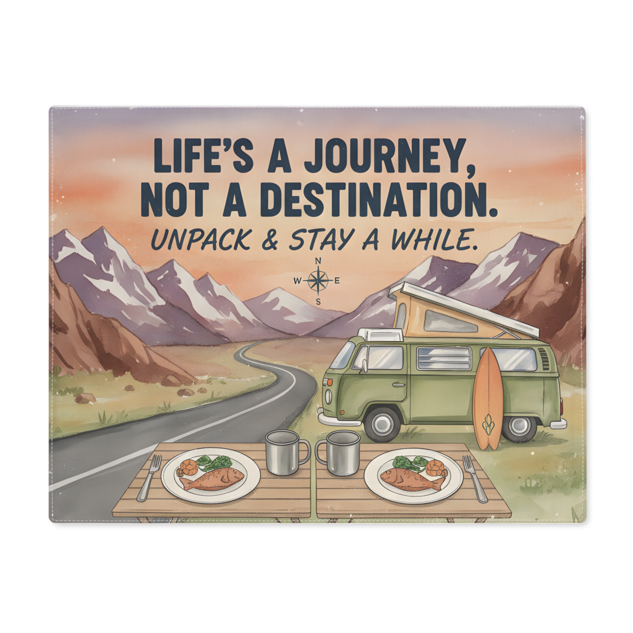 Vanlife Placemat — "Life's a Journey, Not a Destination" Dining Mat
