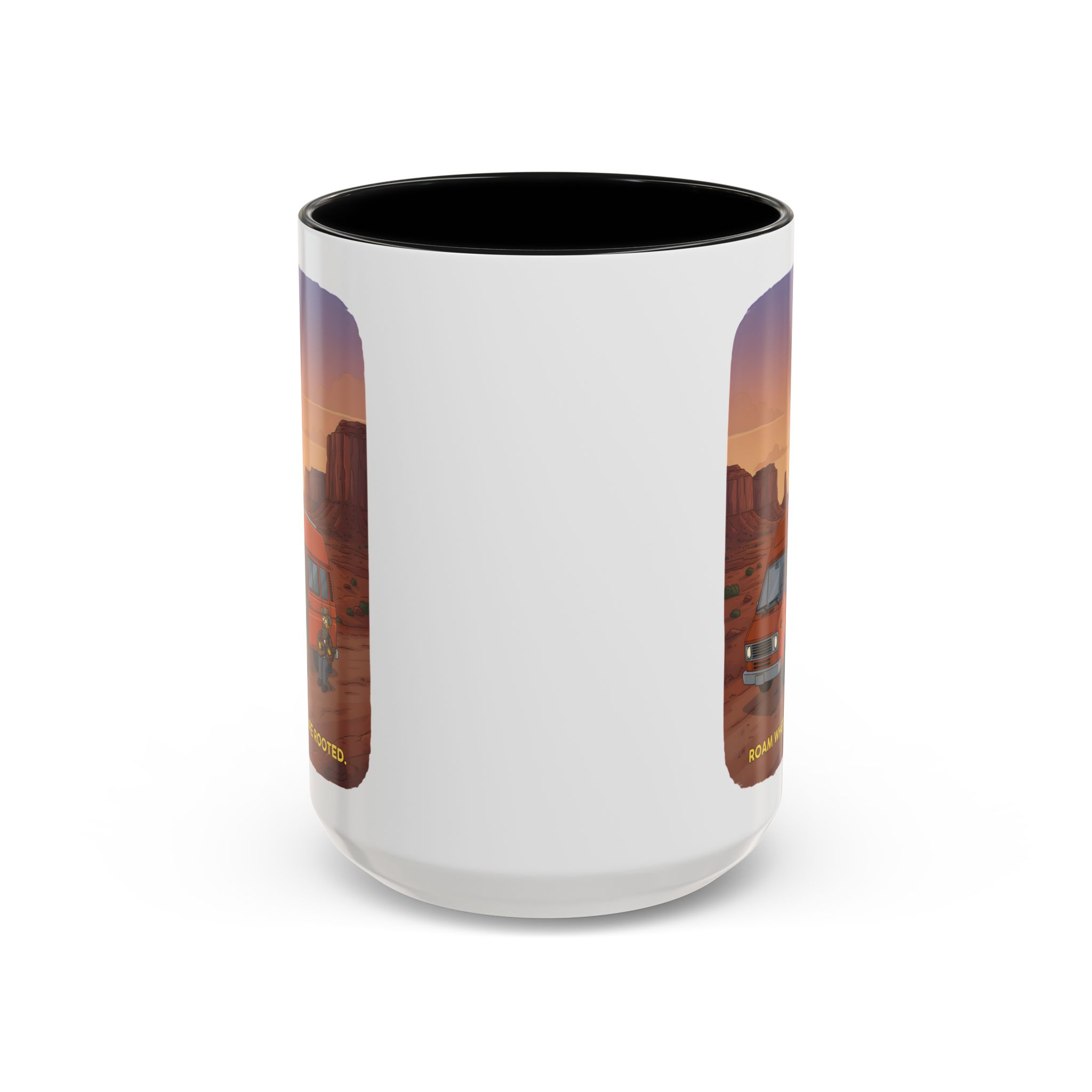 Accent Coffee Mug (11, 15oz) — "Roam Where You Are Rooted" Design Sitcom-Line