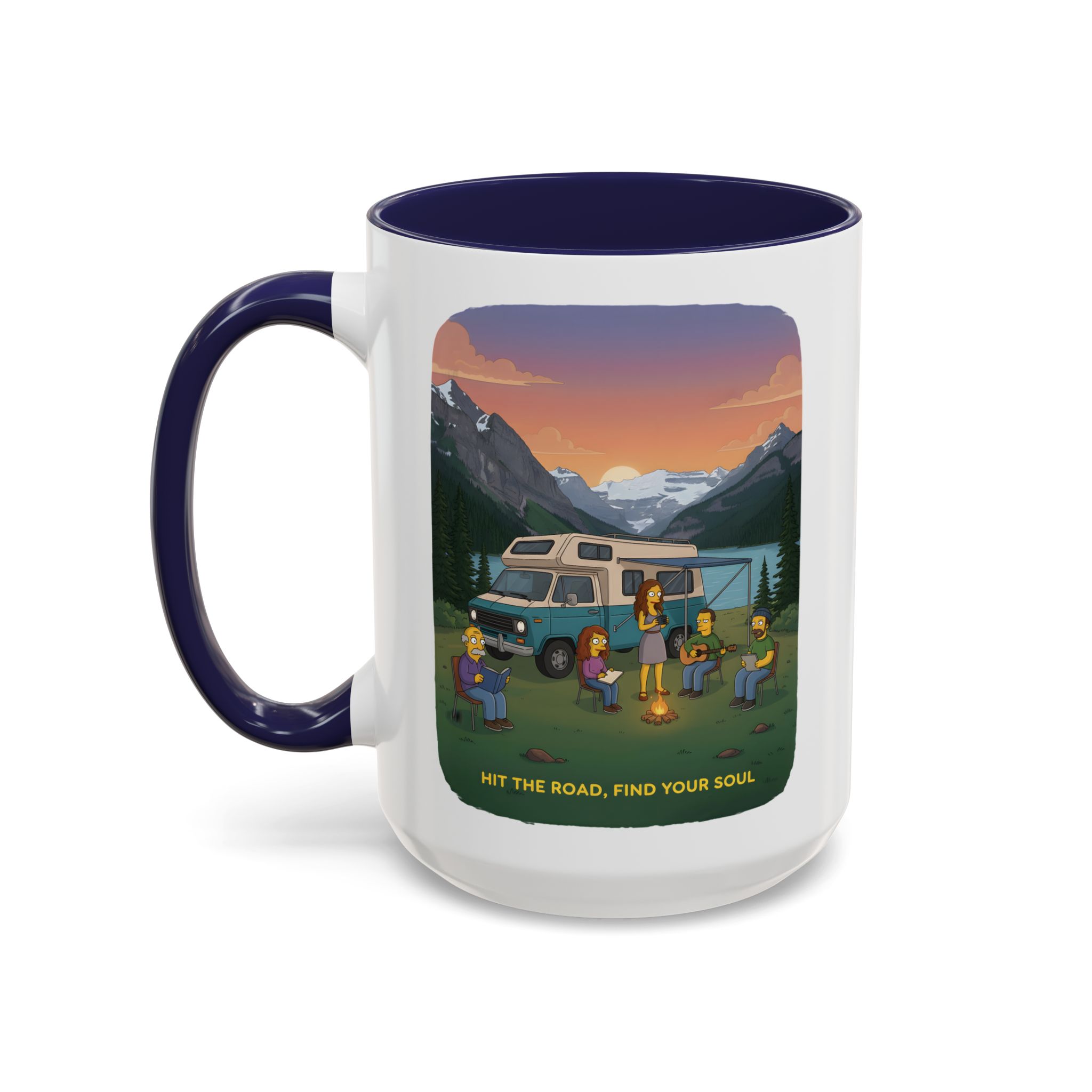 Accent Coffee Mug (11, 15oz) — "Hit The Road-Find Your Soul" Design Sitcom-Line