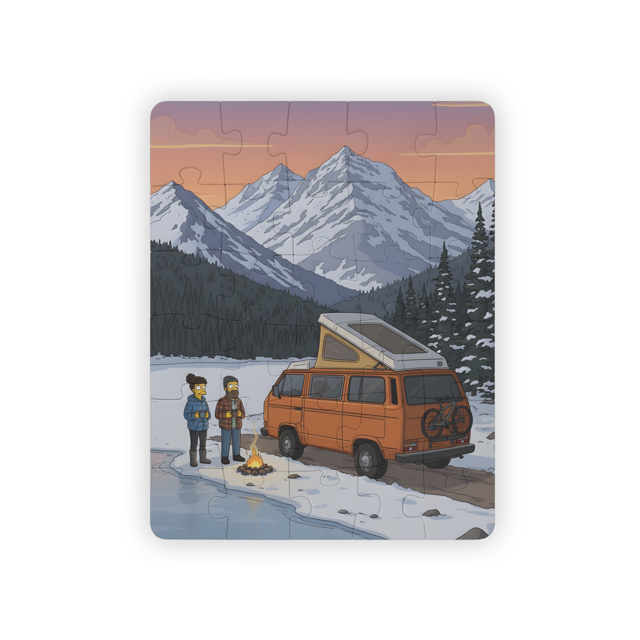 Kids' 30‑Piece Camping Puzzle — Winter Camper Van Scene