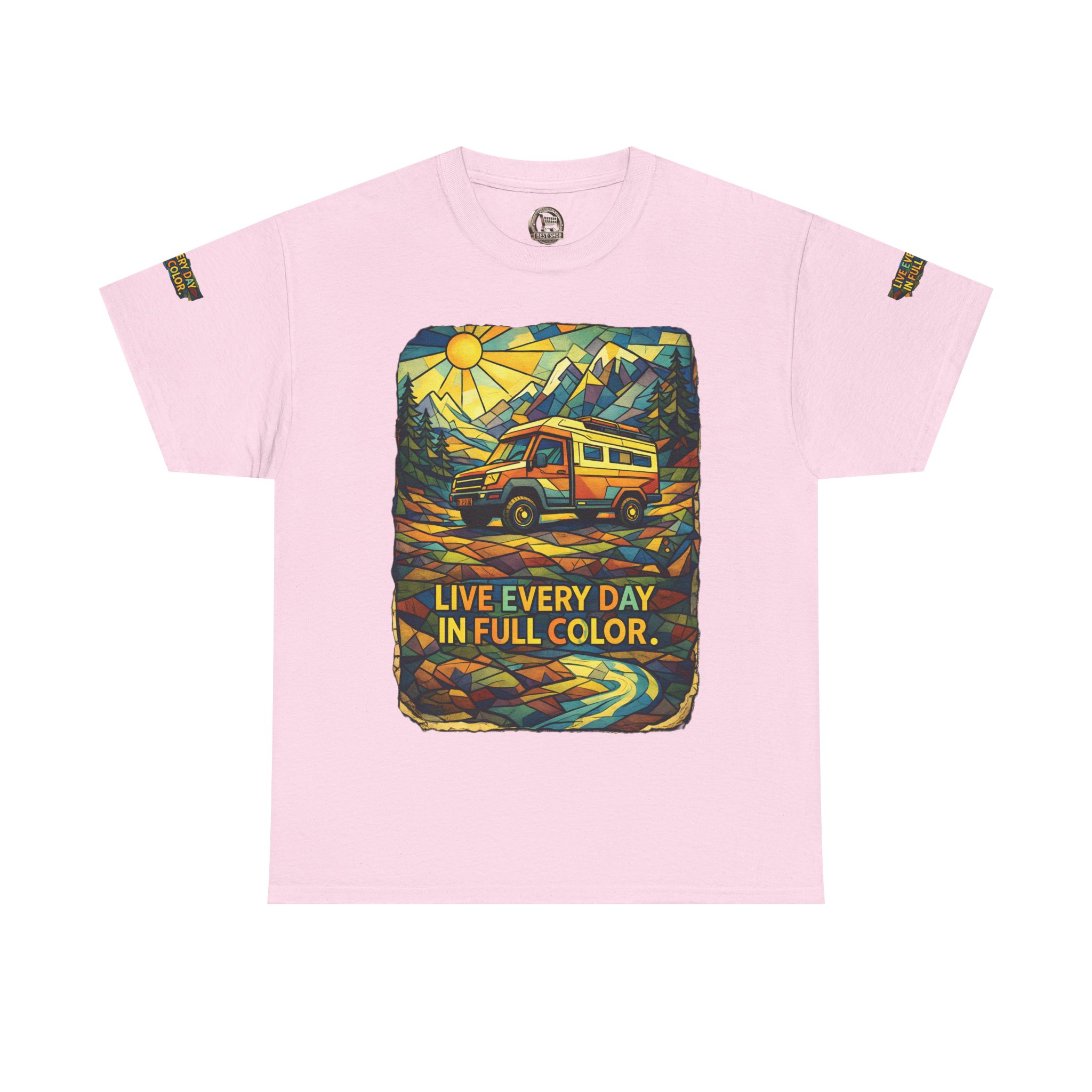 10198225331678782973_2048.jpeg Unisex Heavy Cotton Tee — "Live Life Every Day In Full Color" Design Cubic-Line