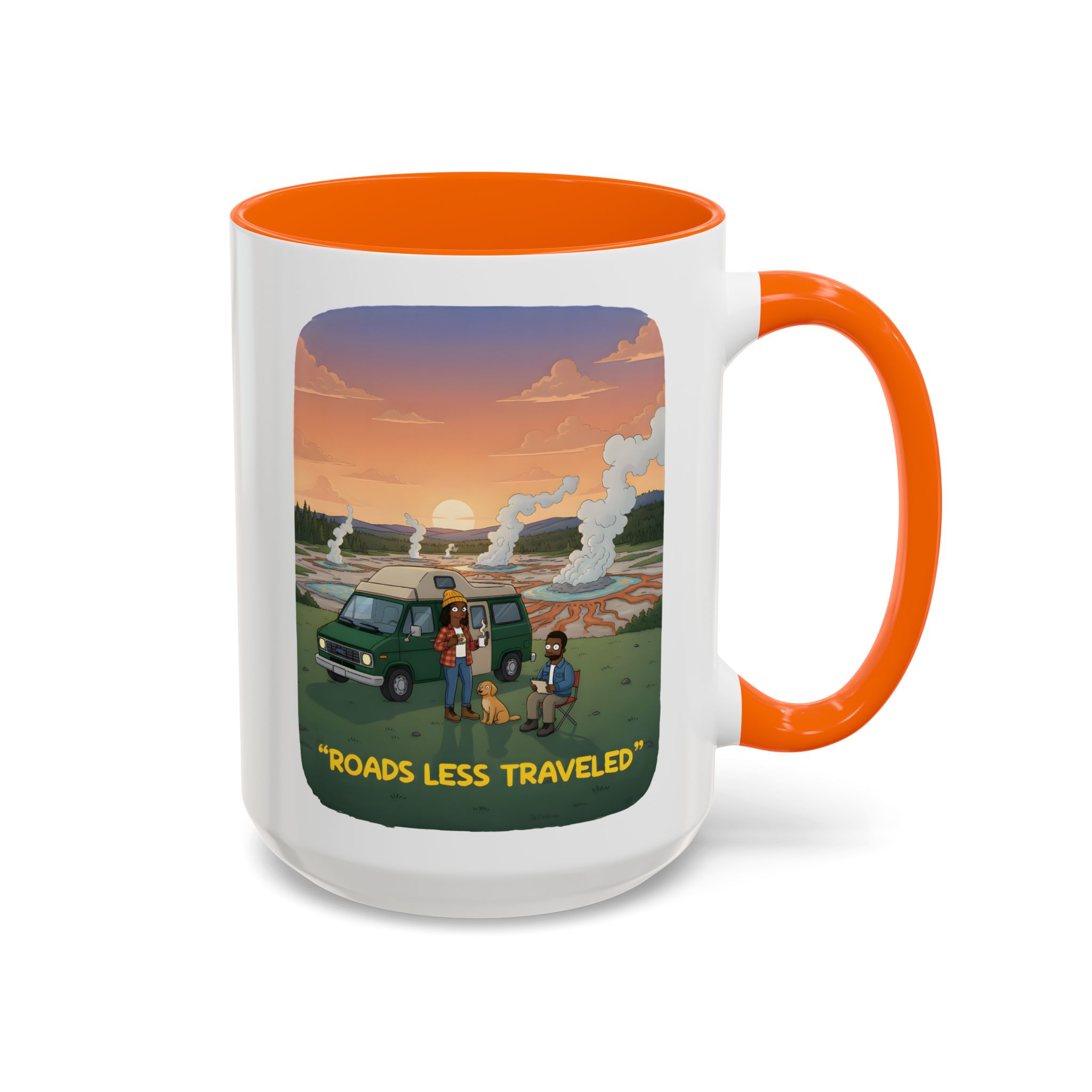 Accent Coffee Mug (11, 15oz) — "Roads Less Traveled" Design Sitcom-Line
