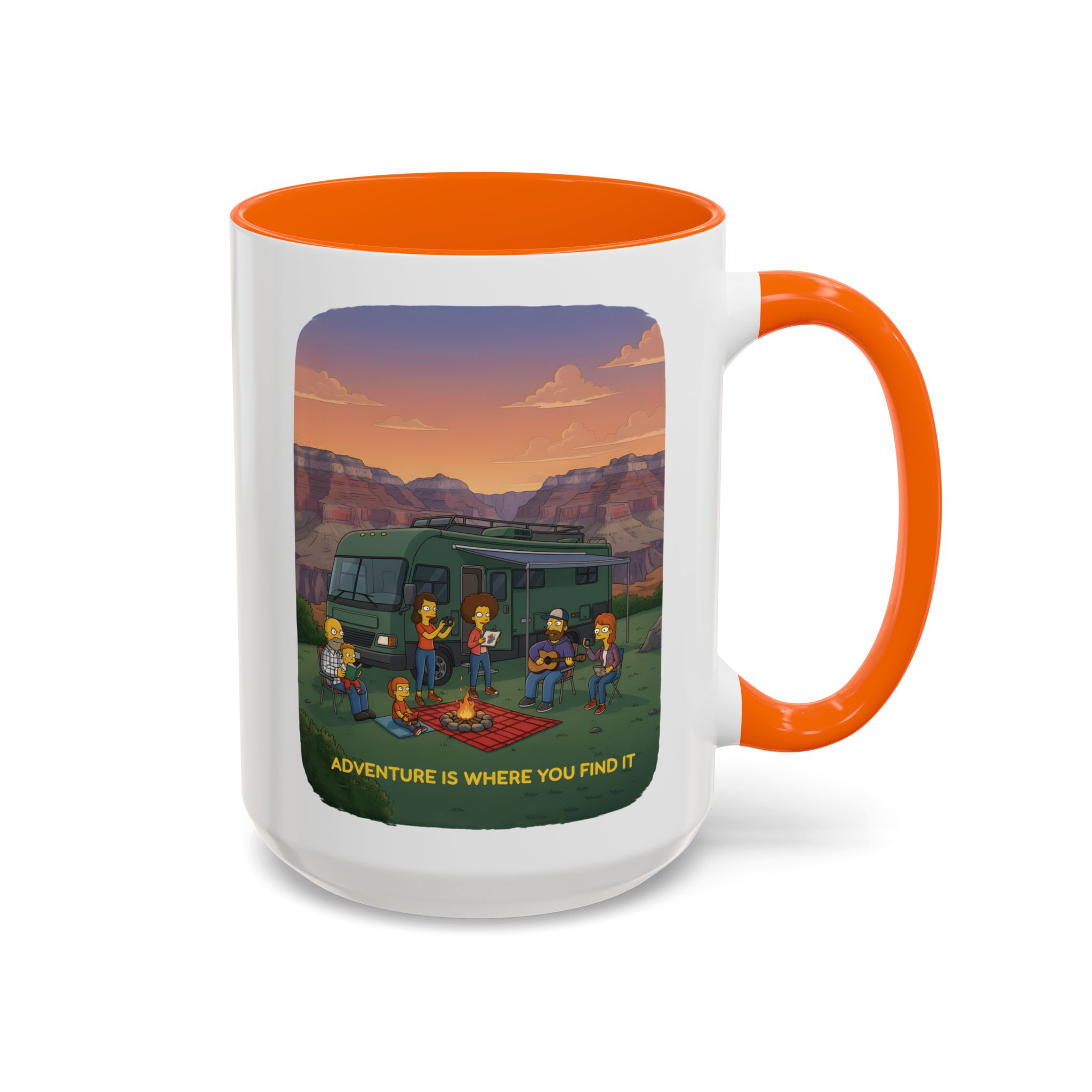 Accent Coffee Mug (11, 15oz) — "Adventure Is Where You Find It" Design Sitcom-Line