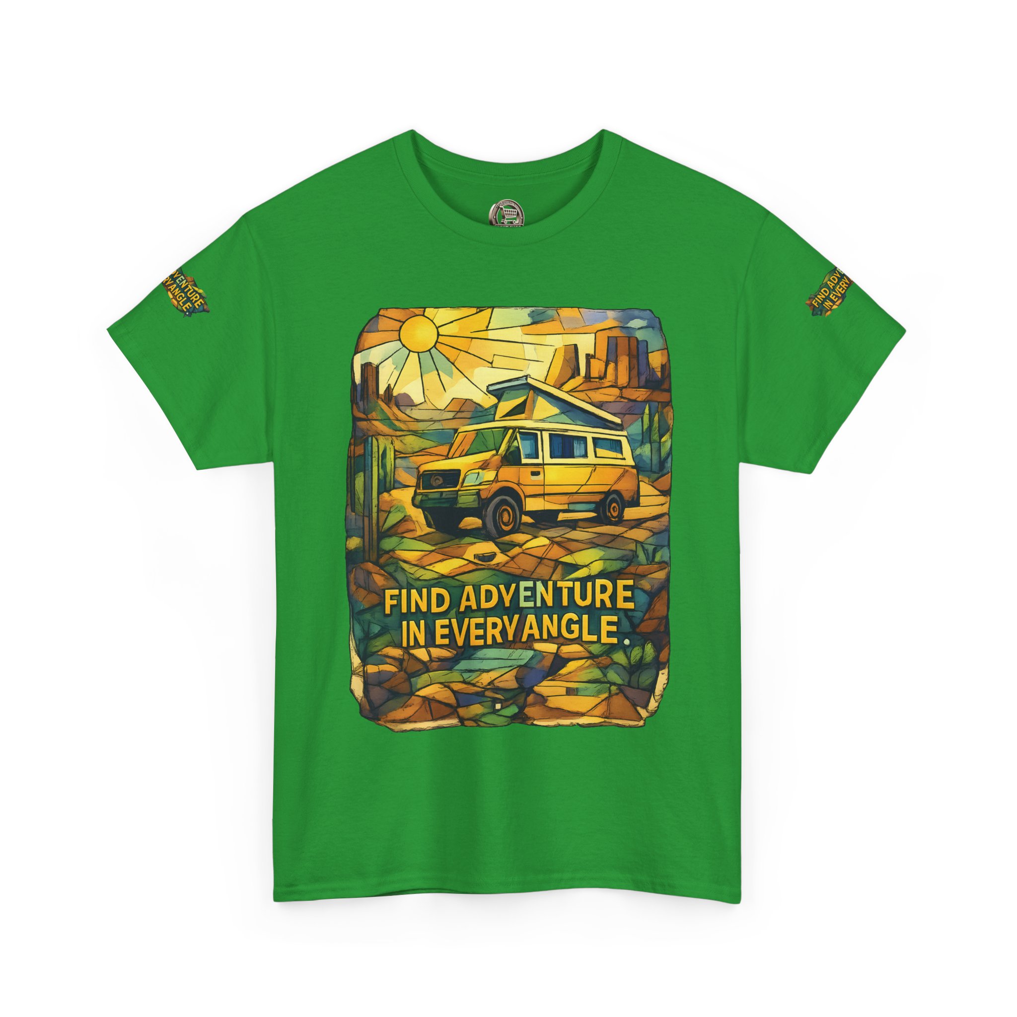 Unisex Heavy Cotton Tee — "Find Adventure In Every Corner" Design Cubic-Line
