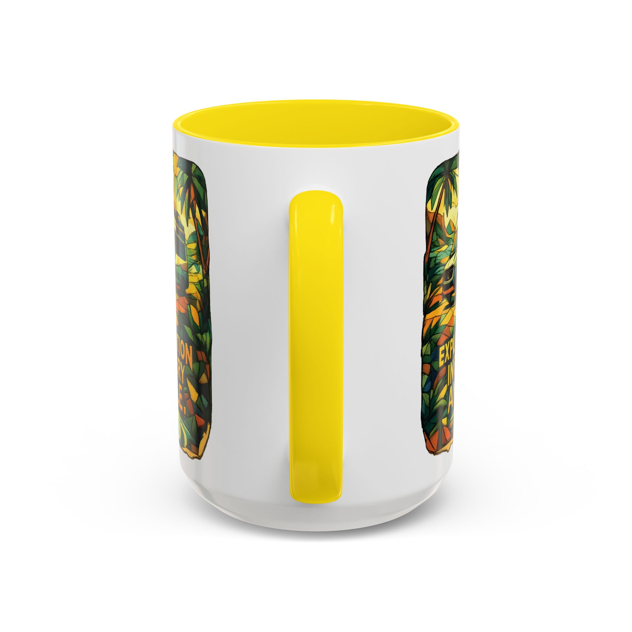 Accent Coffee Mug (11, 15oz) — "Exploration In Every Angle" Design Cubic-Line