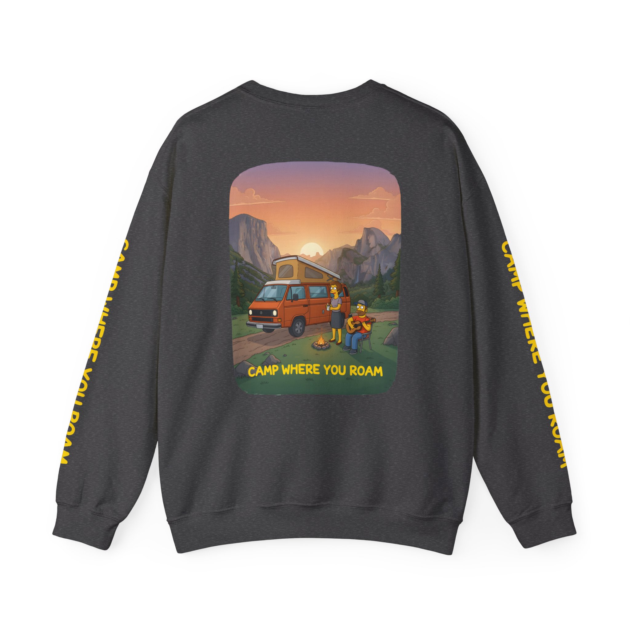 Unisex Heavy Blend™ Crewneck Sweatshirt — "Camp Where You Roam" Design Sitcom-Line