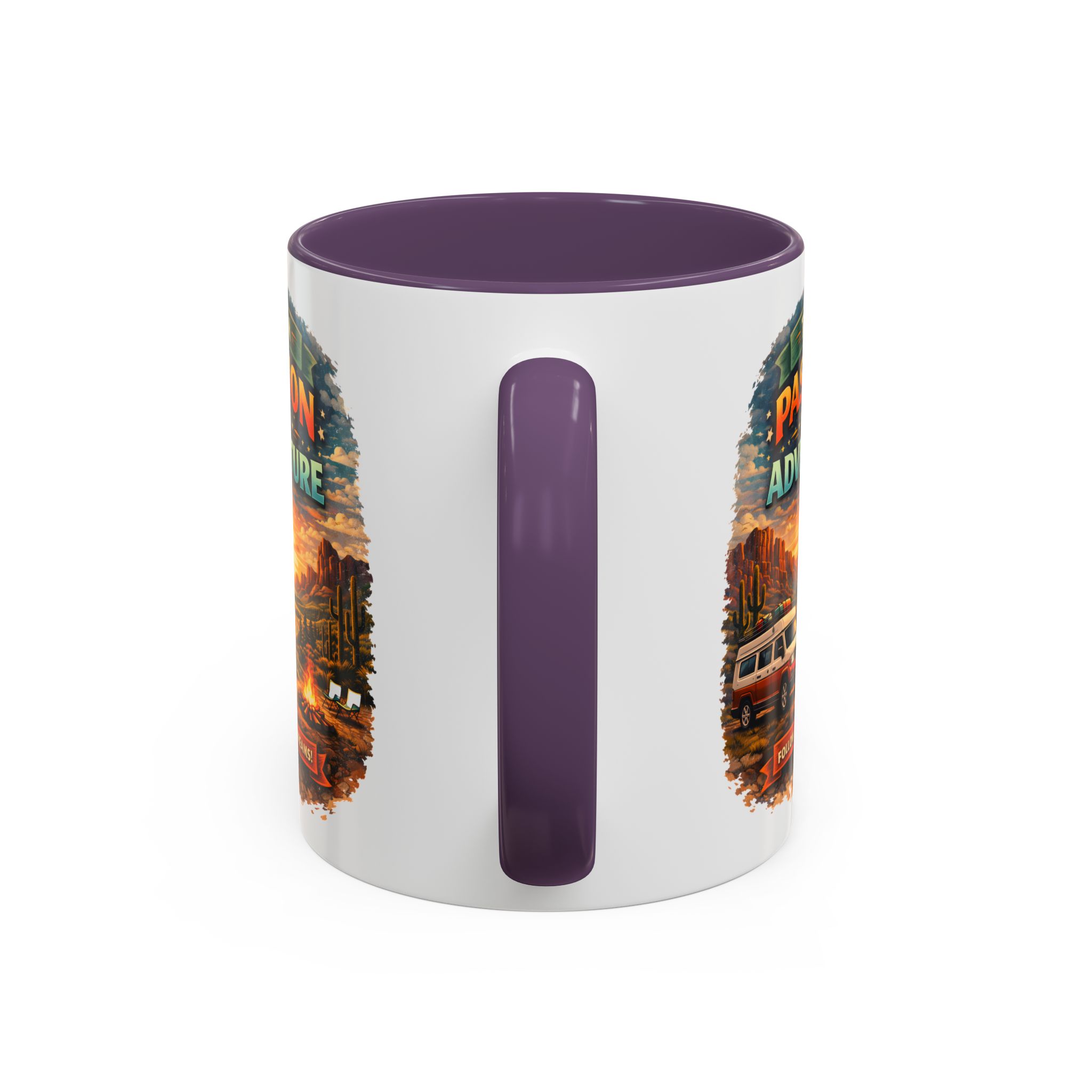 Accent Coffee Mug (11, 15oz) — "Turn Passion Into Adventure" Design Scenic-Line