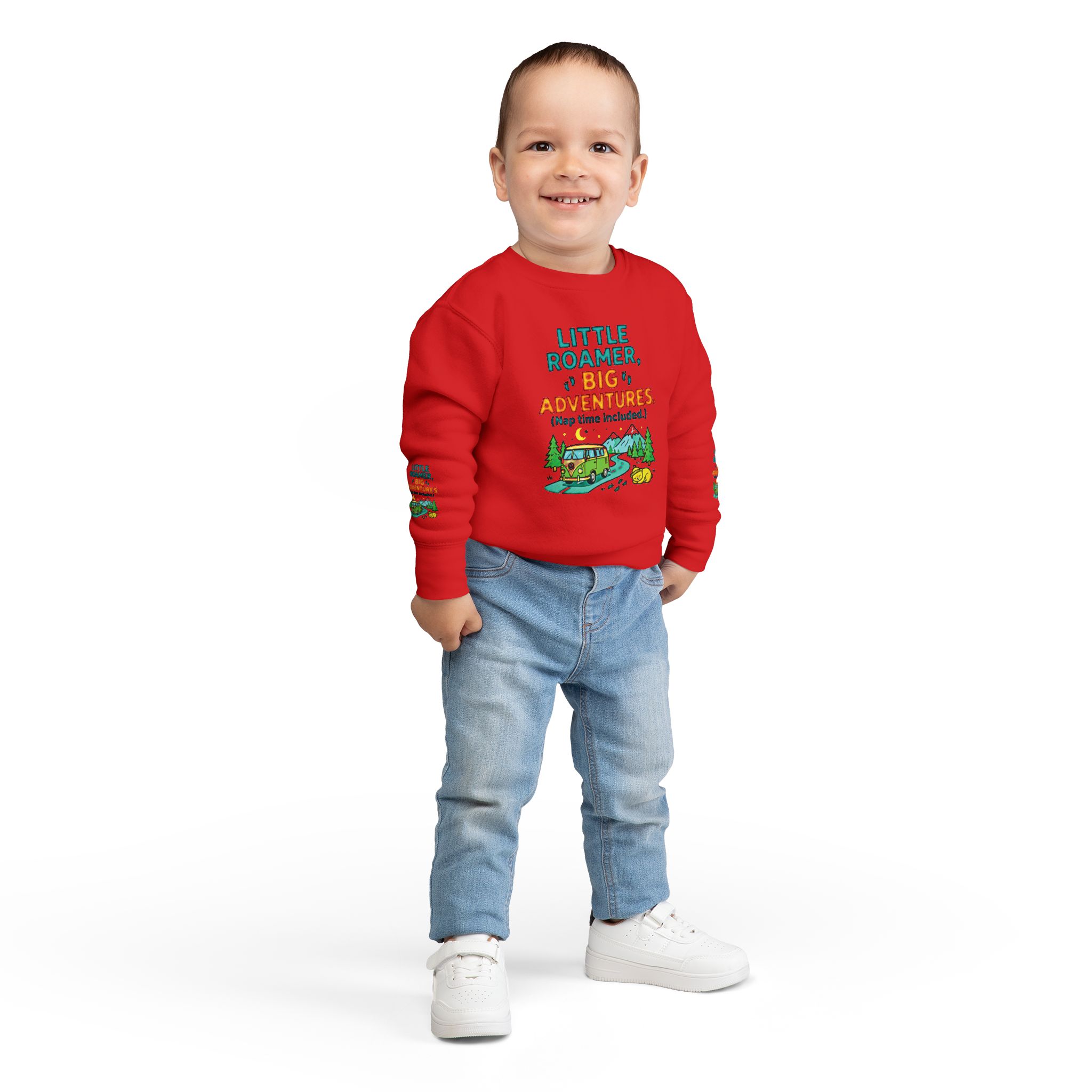 Toddler Sweatshirt(Rabbit Skins) — "Little Roamer, Big Adventures-Nap Time Included" Camper Pullover