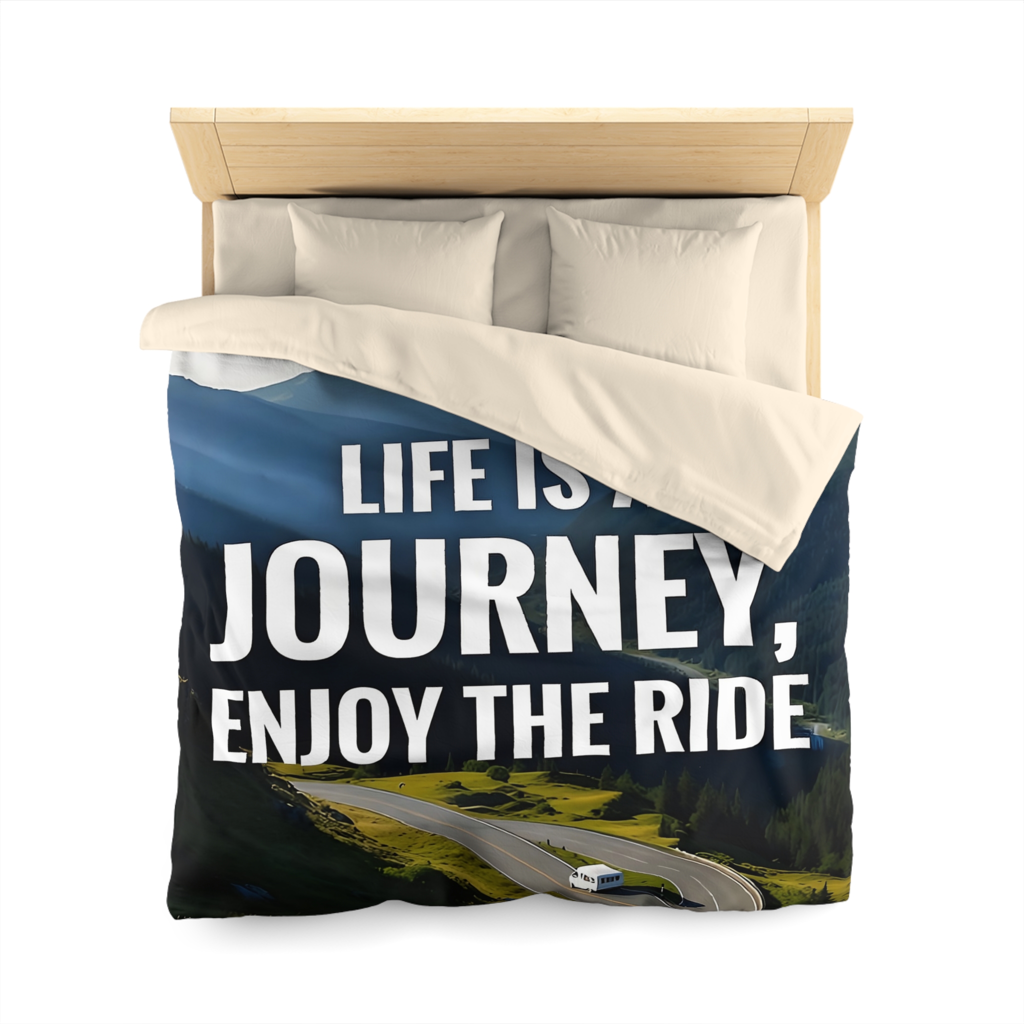 10207053690851547005_2048.jpeg Duvet Cover — "Life Is A Journey, Enjoy The Ride" Mountain Road Microfiber