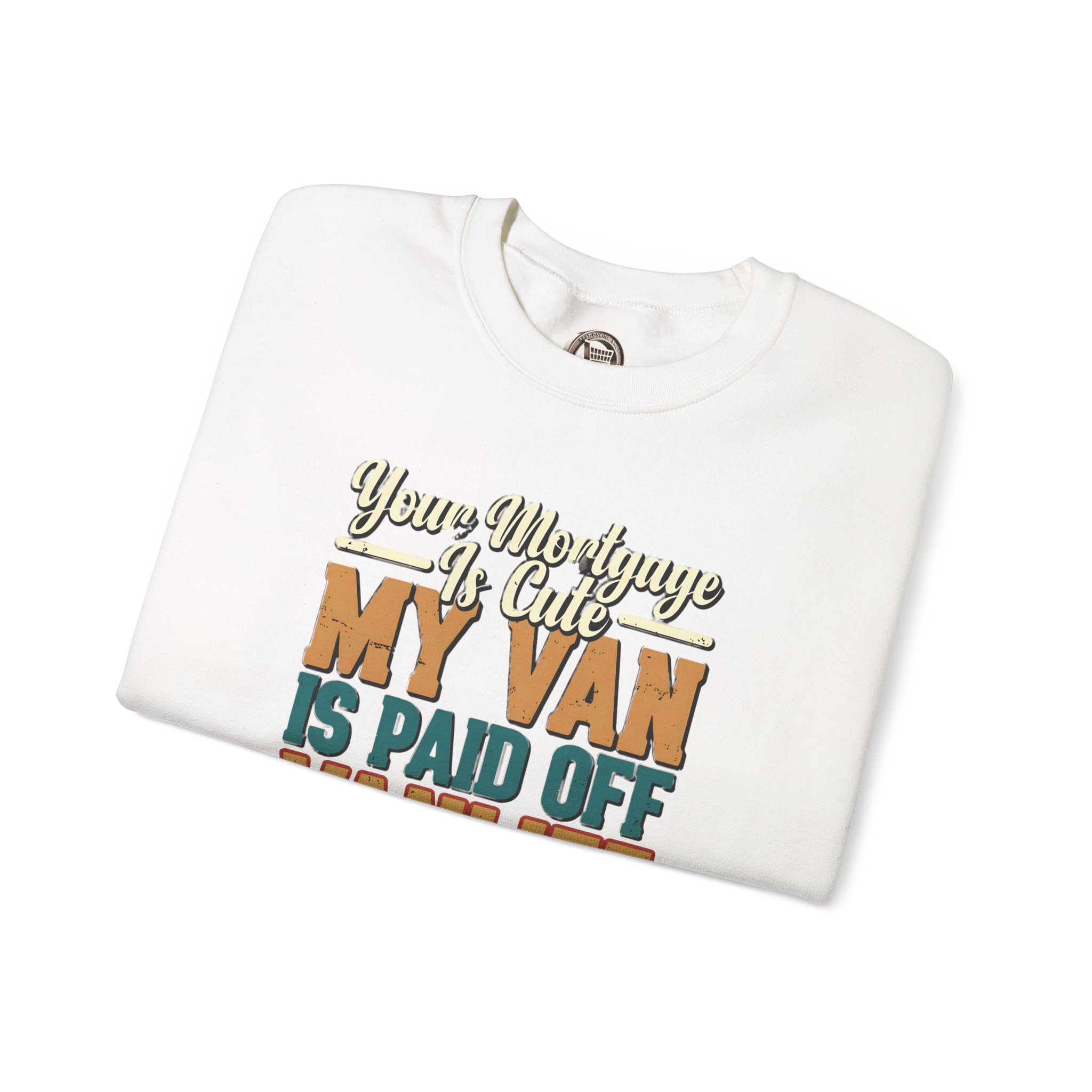 Unisex Heavy Blend™ Crewneck Sweatshirt — "Your Mortgage Is Cute" Design F**K-Line