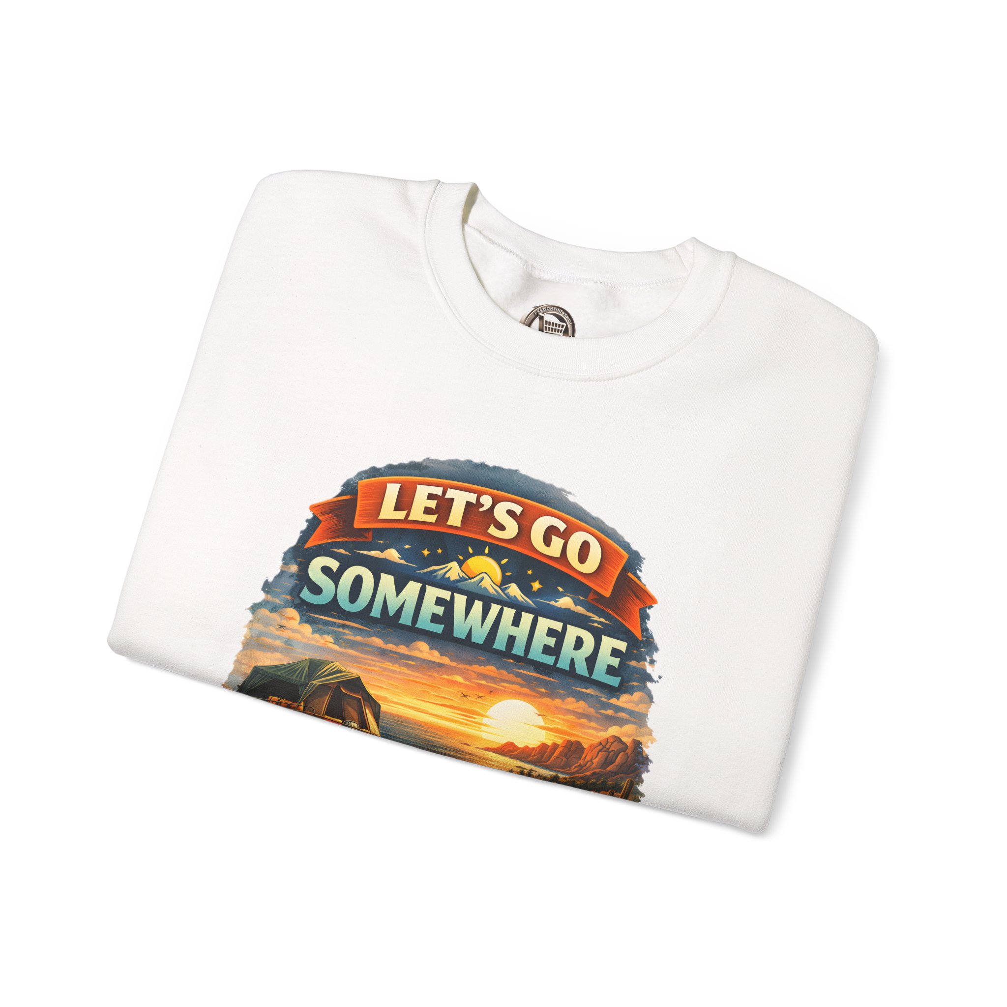 Unisex Heavy Blend™ Crewneck Sweatshirt — "Lets Go Somewhere" Design Scenic-Line