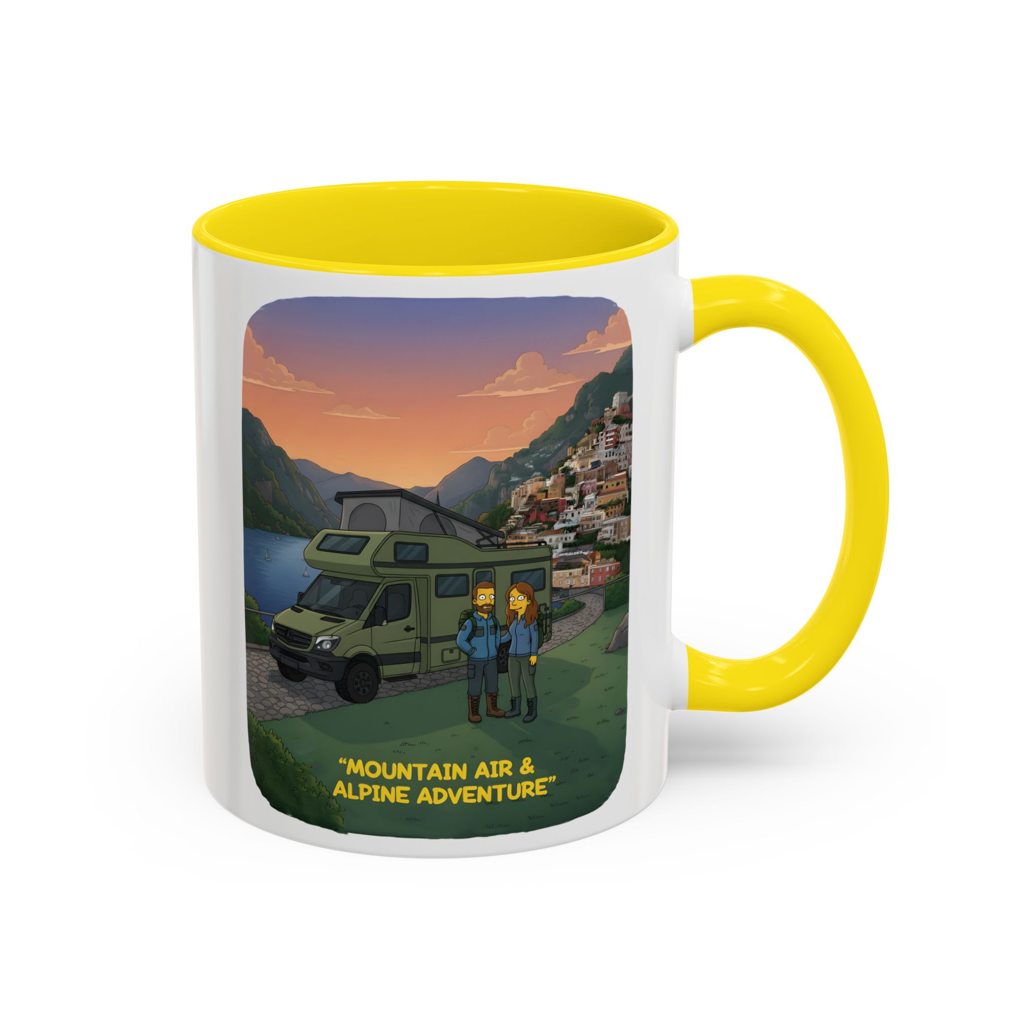 Accent Coffee Mug (11, 15oz) — "Mountain Air And Alpine Adventure"" Design Sitcom-Line