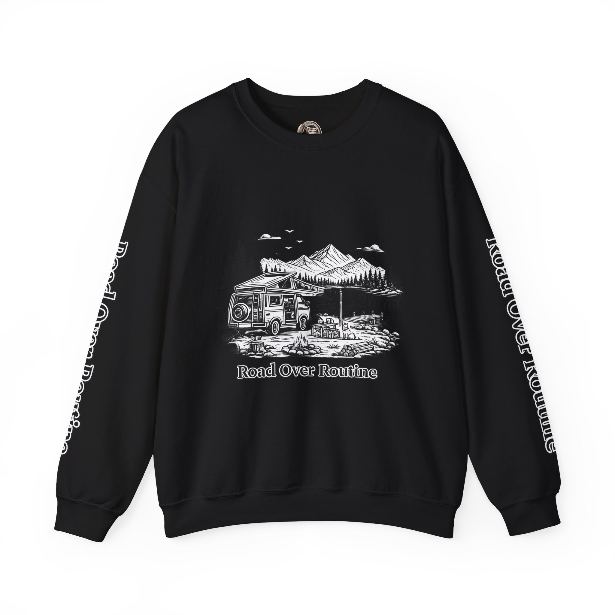 Unisex Heavy Blend™ Crewneck Sweatshirt — "Road Over Routine" Design Minimal-Line