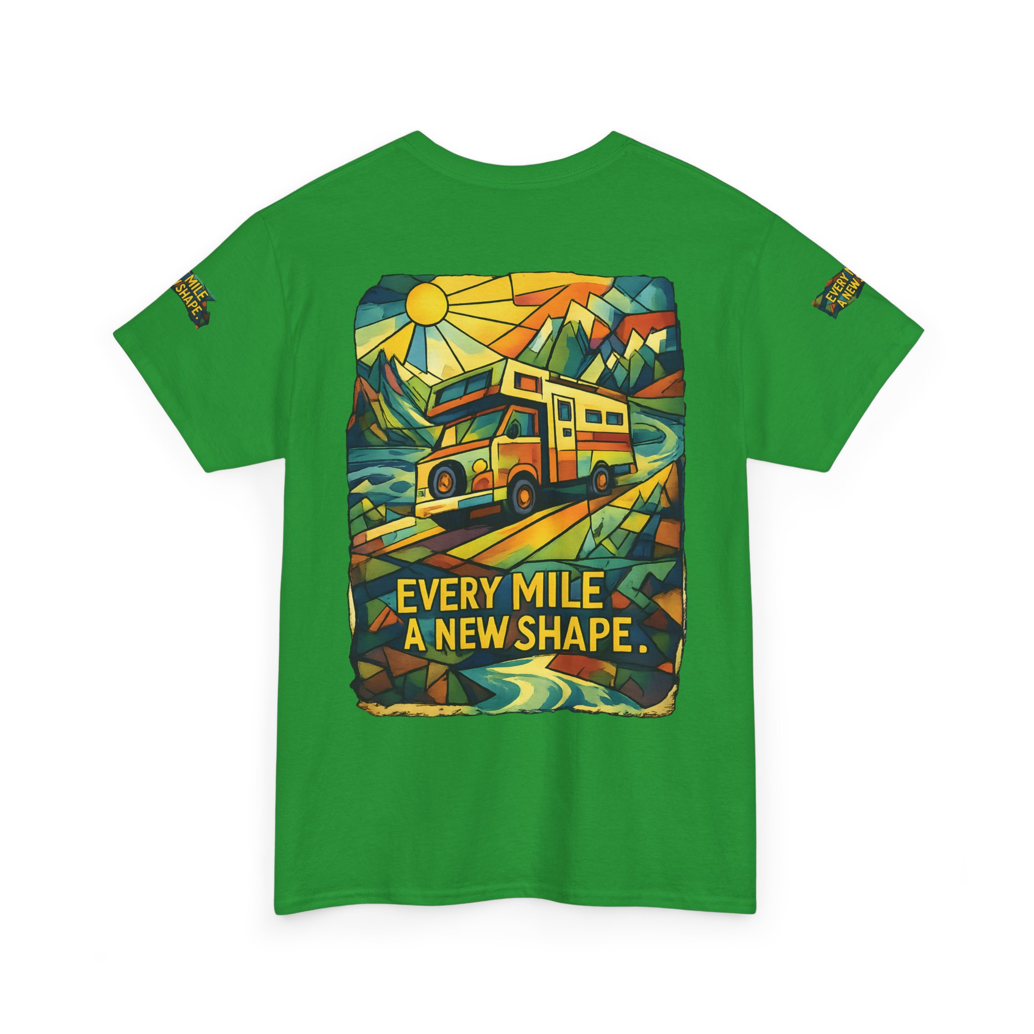 Unisex Heavy Cotton Tee — "Every Mile A New Shape" Design Cubic-Line