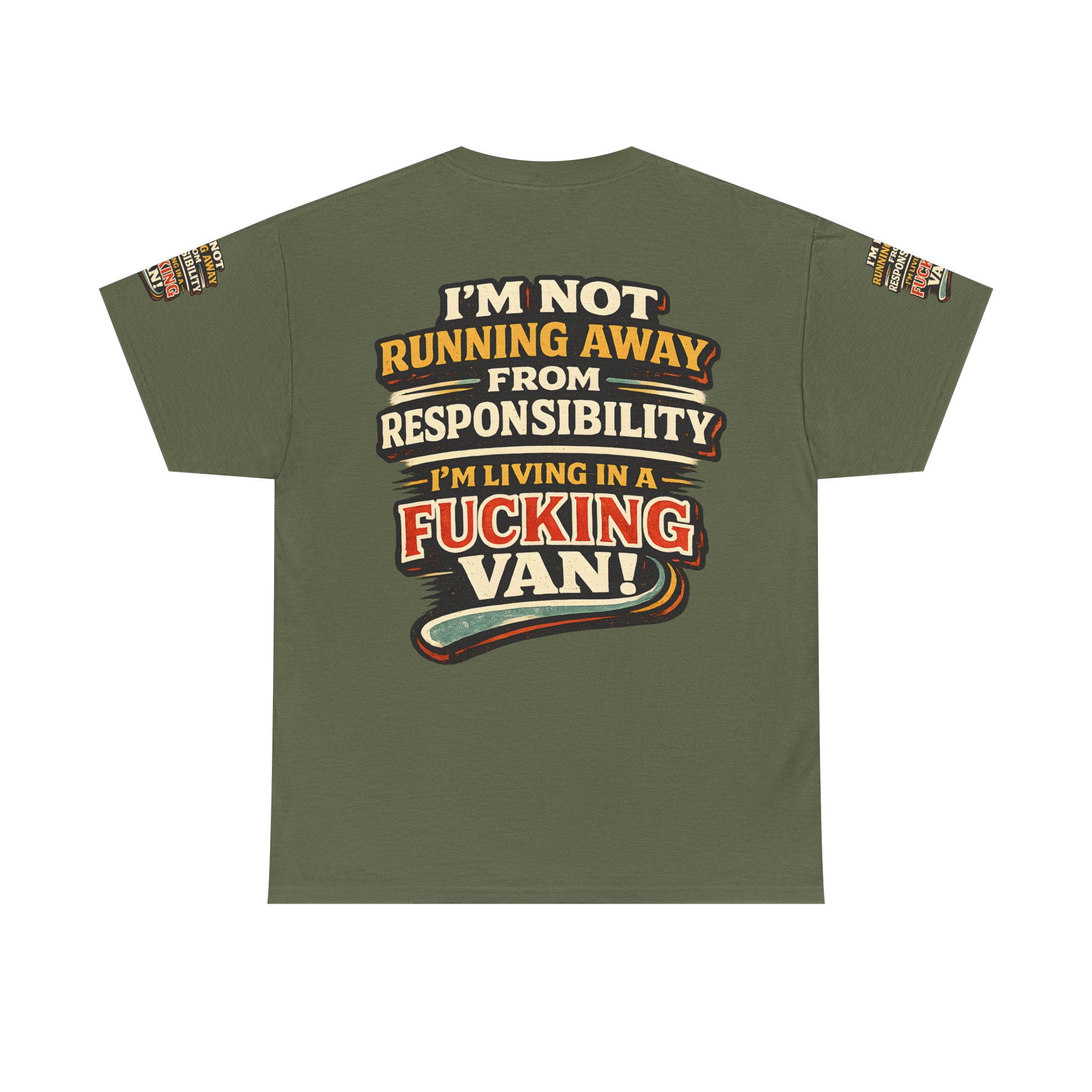 Unisex Heavy Cotton Tee — "I`m Not running Away" Design F**K-Line