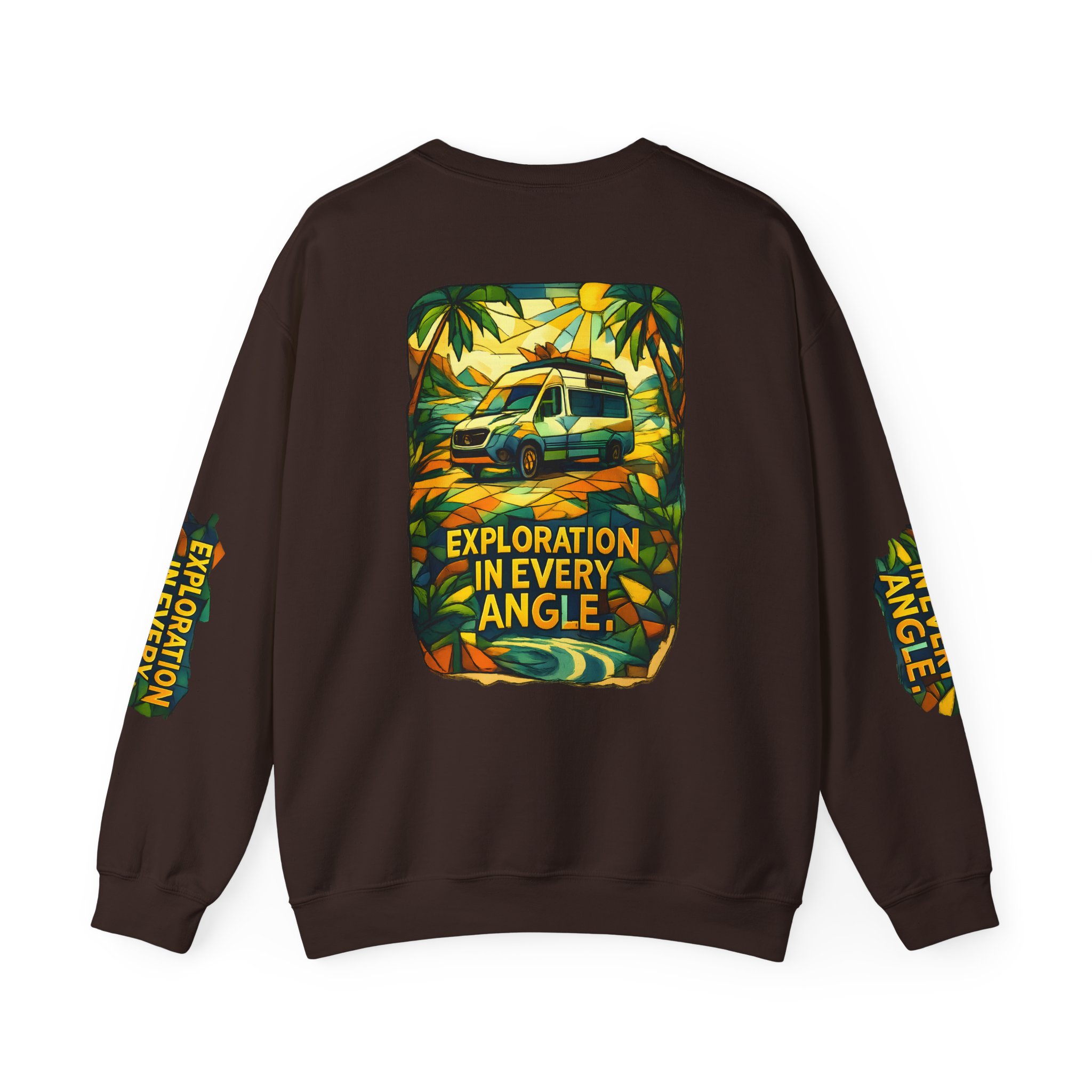 Unisex Heavy Blend™ Crewneck Sweatshirt — "Exploration In Every Angle" Design Cubic-Line