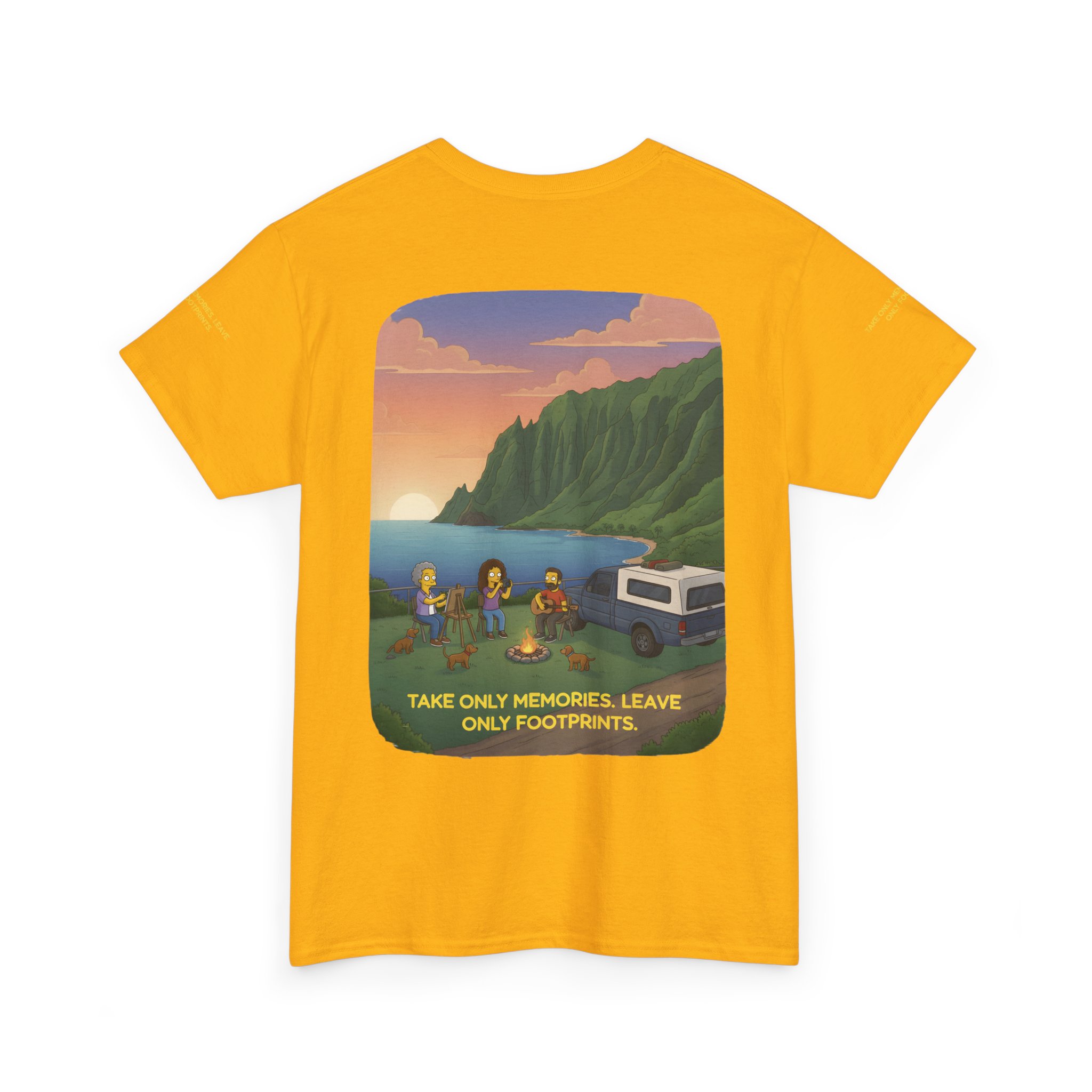 Unisex Heavy Cotton Tee — "Take Only Memories-Leave Only Footprints" Design Sitcom-Line