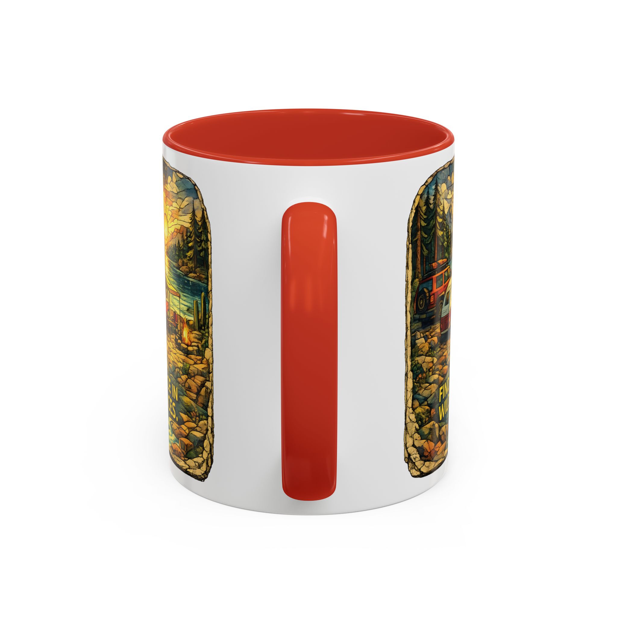 Accent Coffee Mug (11, 15oz) — "Find Peace In Wild Places" Design Cubic-Line