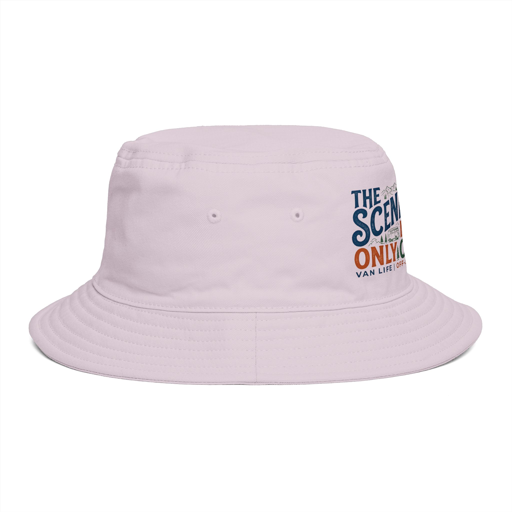 Bucket Hat — “The Scenic Route Is My Only Commute” Embroidered Outdoor Travel Hat