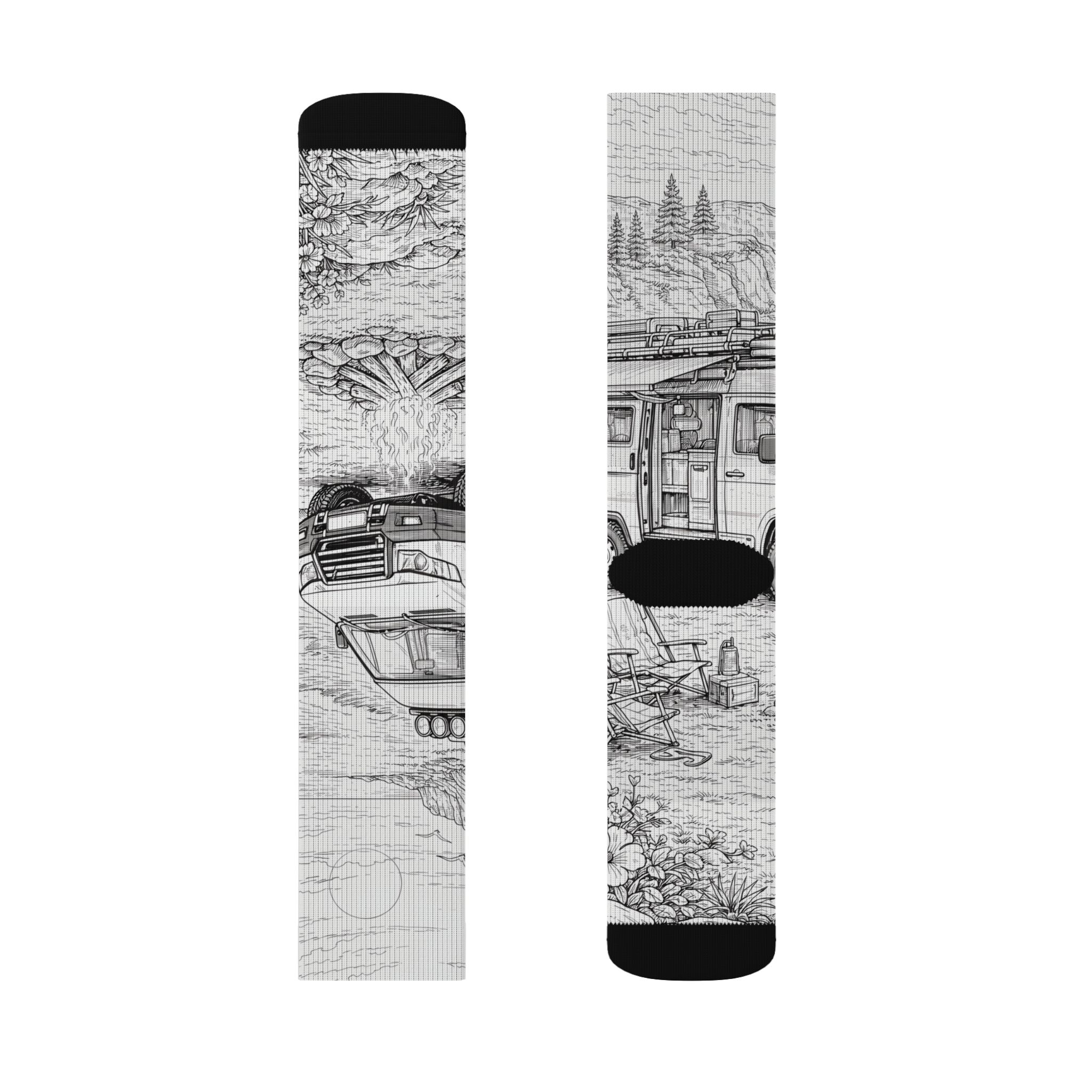 Sublimation Socks — Retro Camper Roadtrip Crew Socks