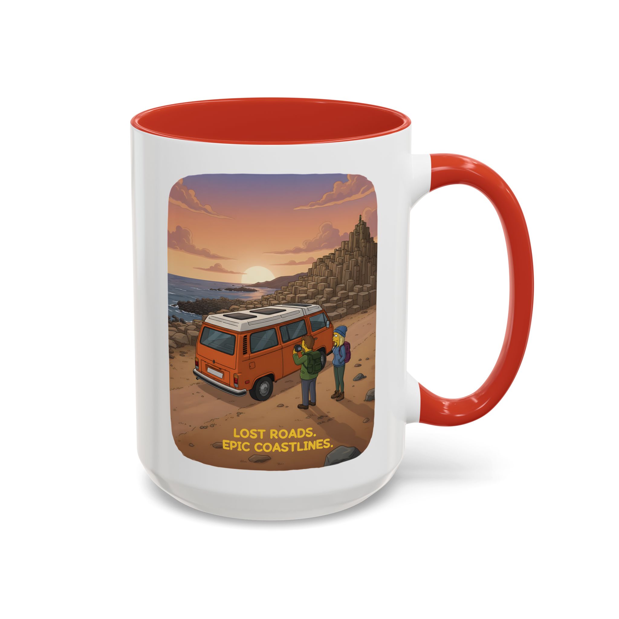 Accent Coffee Mug (11, 15oz) — "Lost Roads Epic Coastlines" Design Sitcom-Line