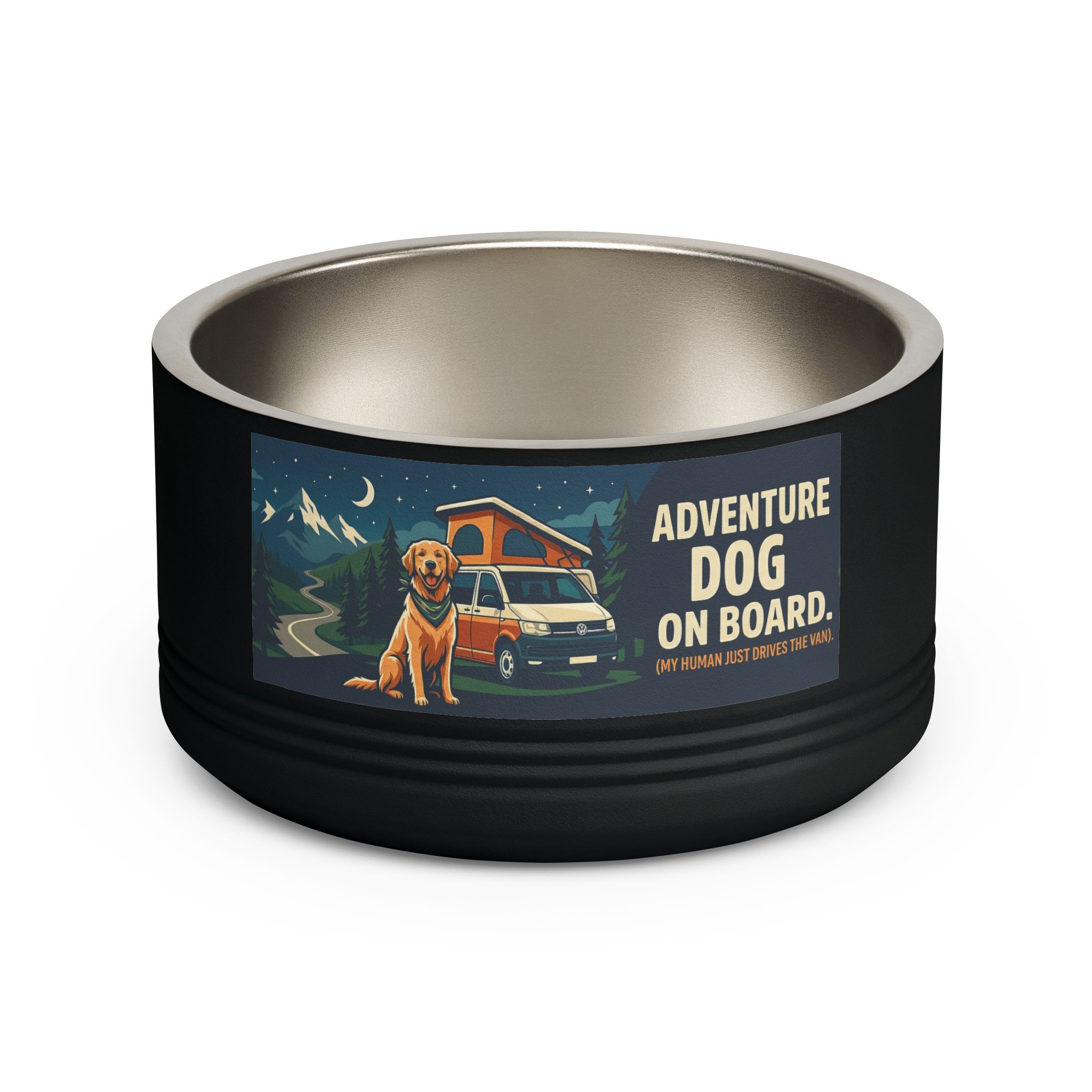 Pet Bowl — "Adventure Dog On Board " 18oz Camper & Hiking Dog Travel Bowl