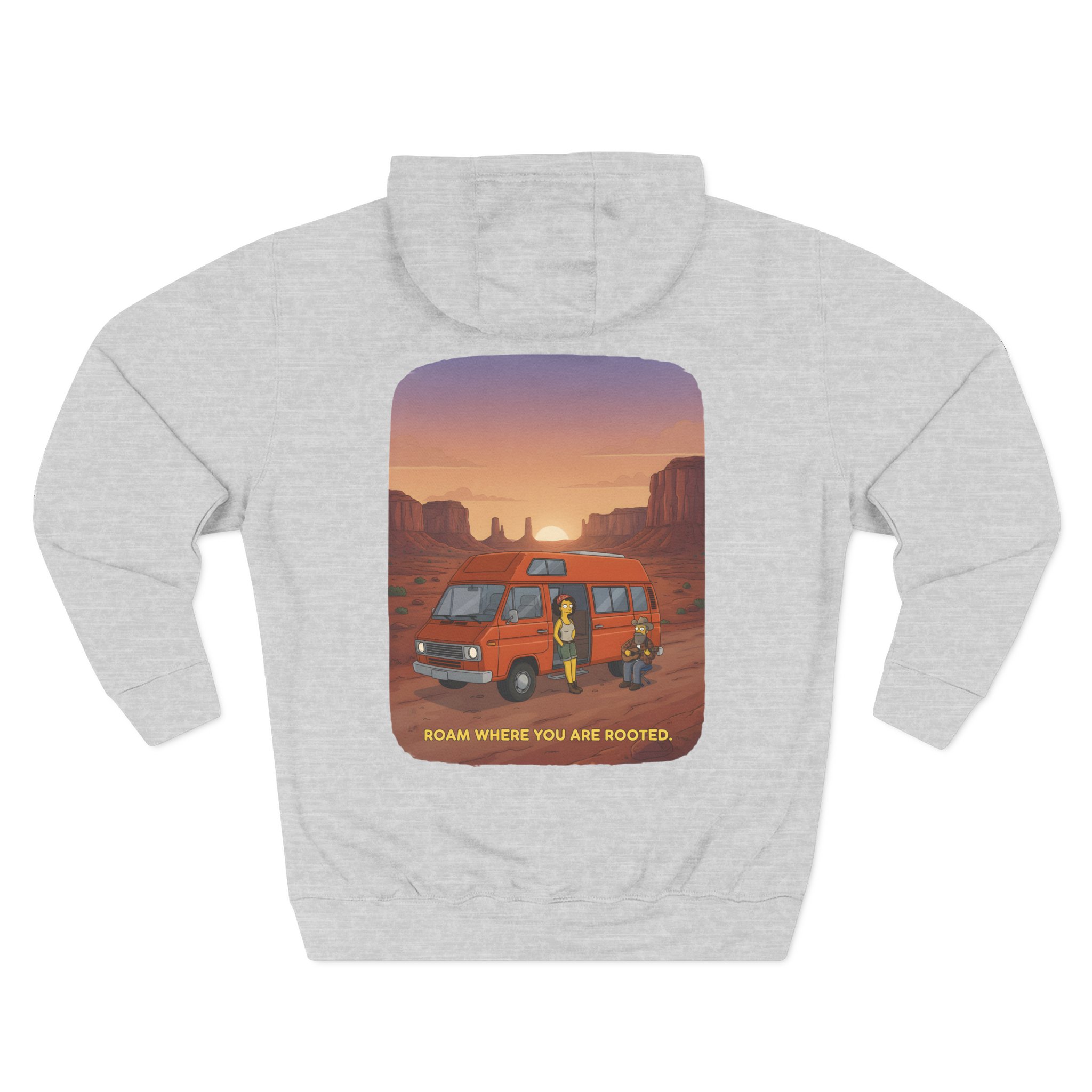 Three-Panel Fleece Hoodie - "Roam Where You Are Rooted" Design Sitcom-Line