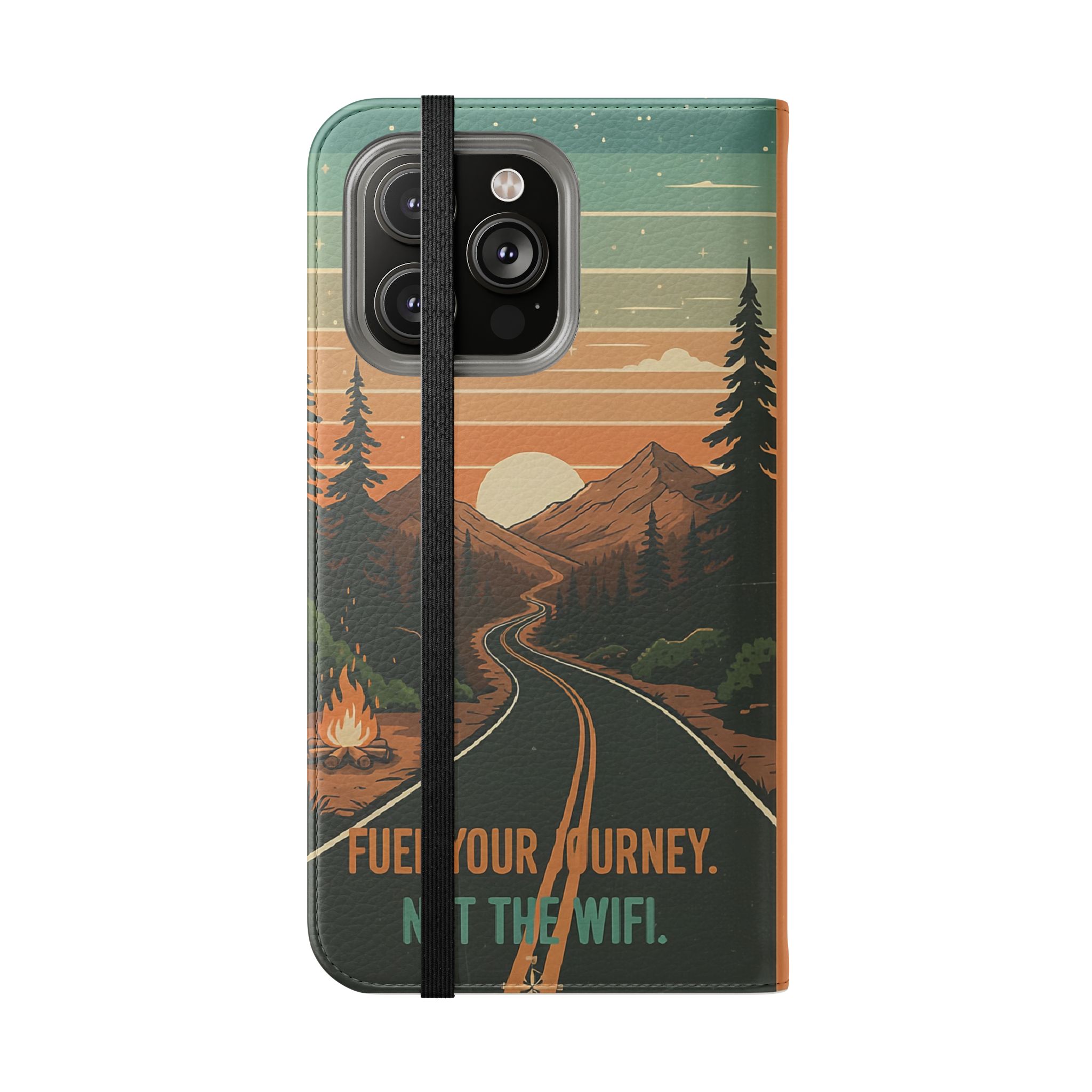 Flip Phone Case — "Adventure Awaits Unplug & Drive" Wallet Case