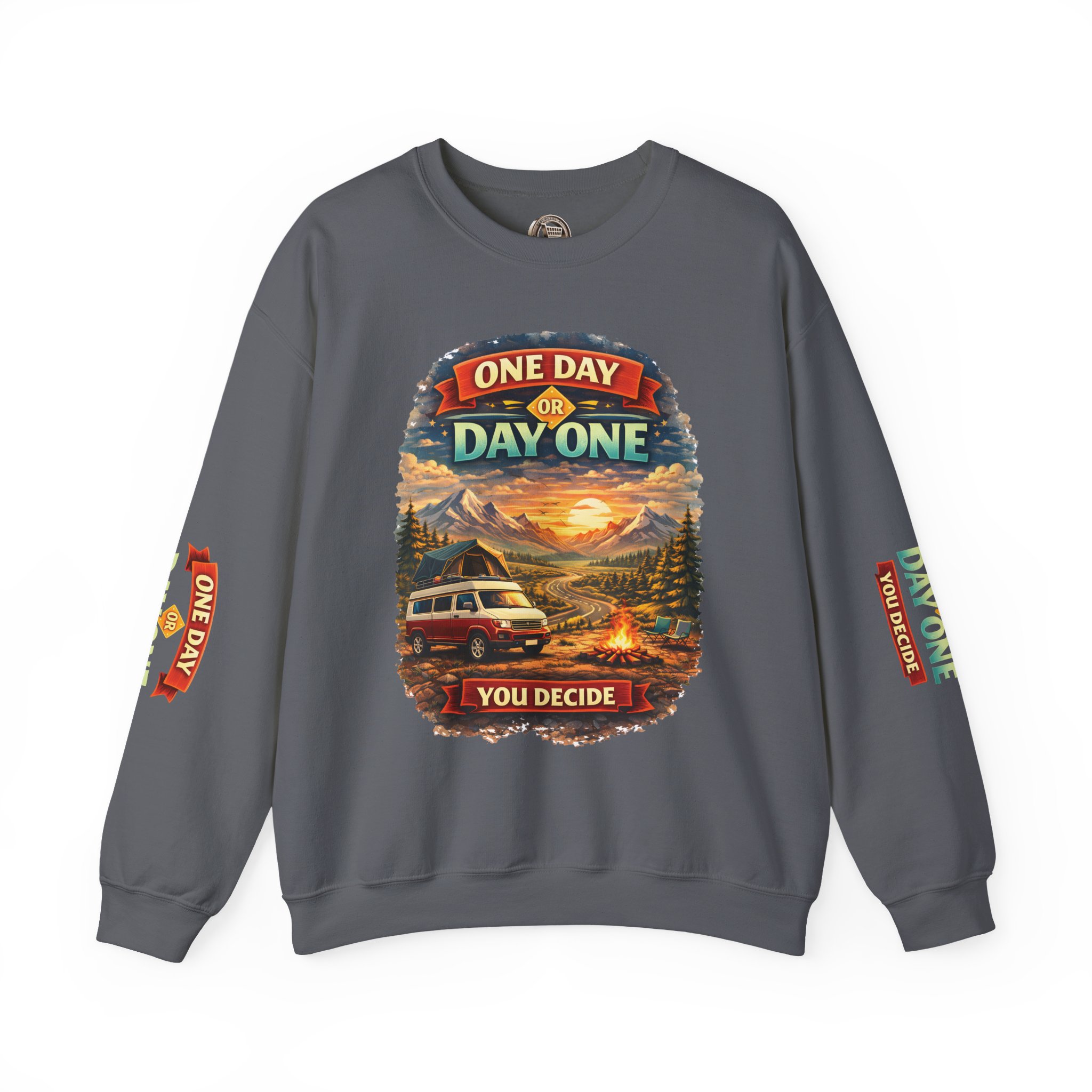 Unisex Heavy Blend™ Crewneck Sweatshirt — "One Day Or Day One" Design Scenic-Line