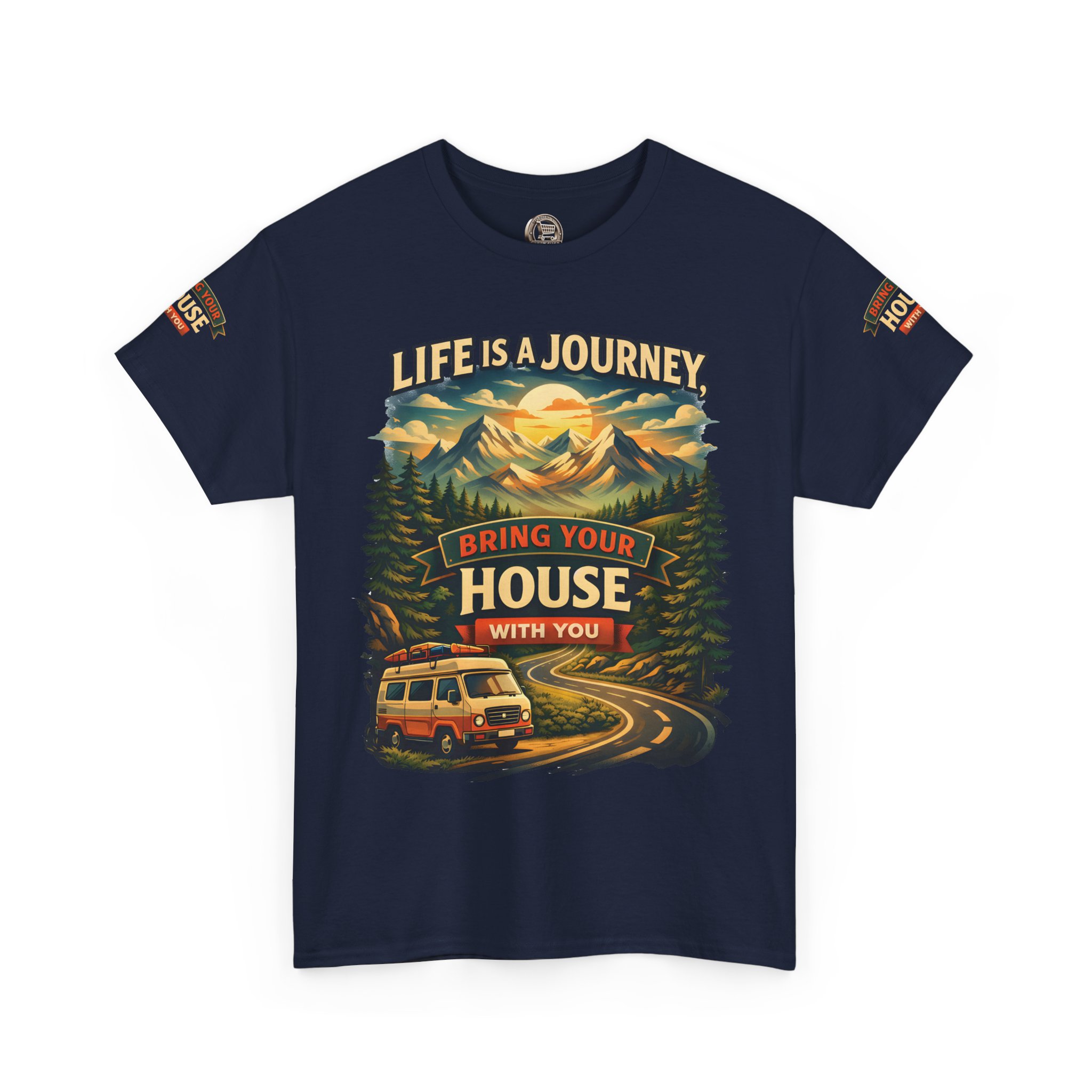 10257715985963787635_2048.jpeg Unisex Heavy Cotton Tee — "Live Is A Journey-Bring Your House With You" Design Scenic-Line
