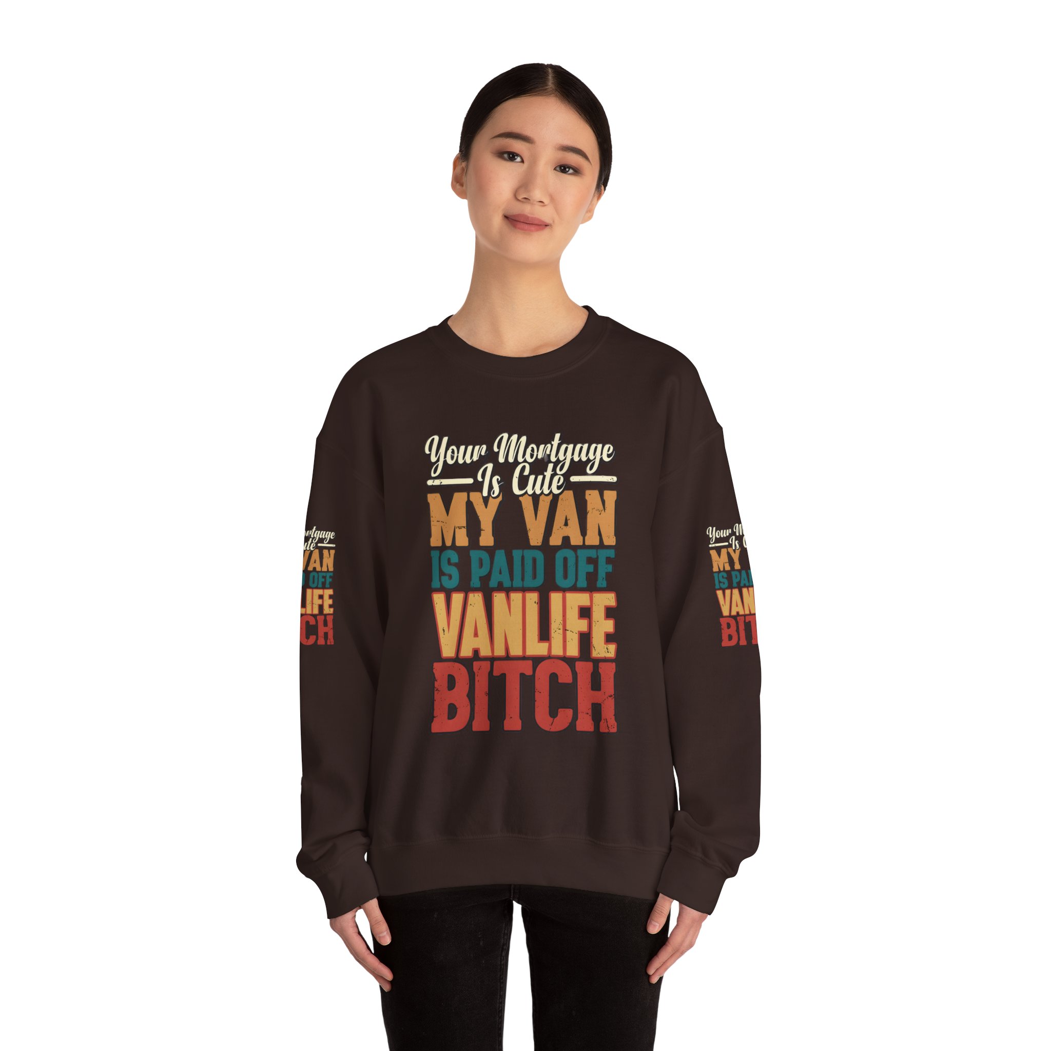 Unisex Heavy Blend™ Crewneck Sweatshirt — "Your Mortgage Is Cute" Design F**K-Line