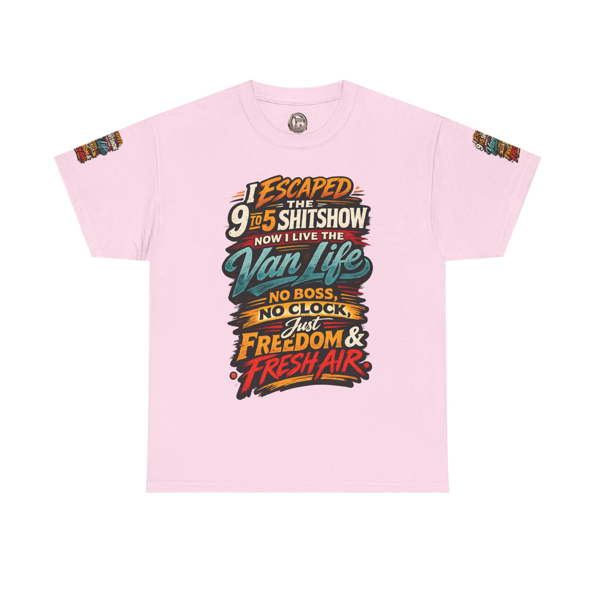 Unisex Heavy Cotton Tee — "I Escaped The 9 To 5" Design F**K-Line