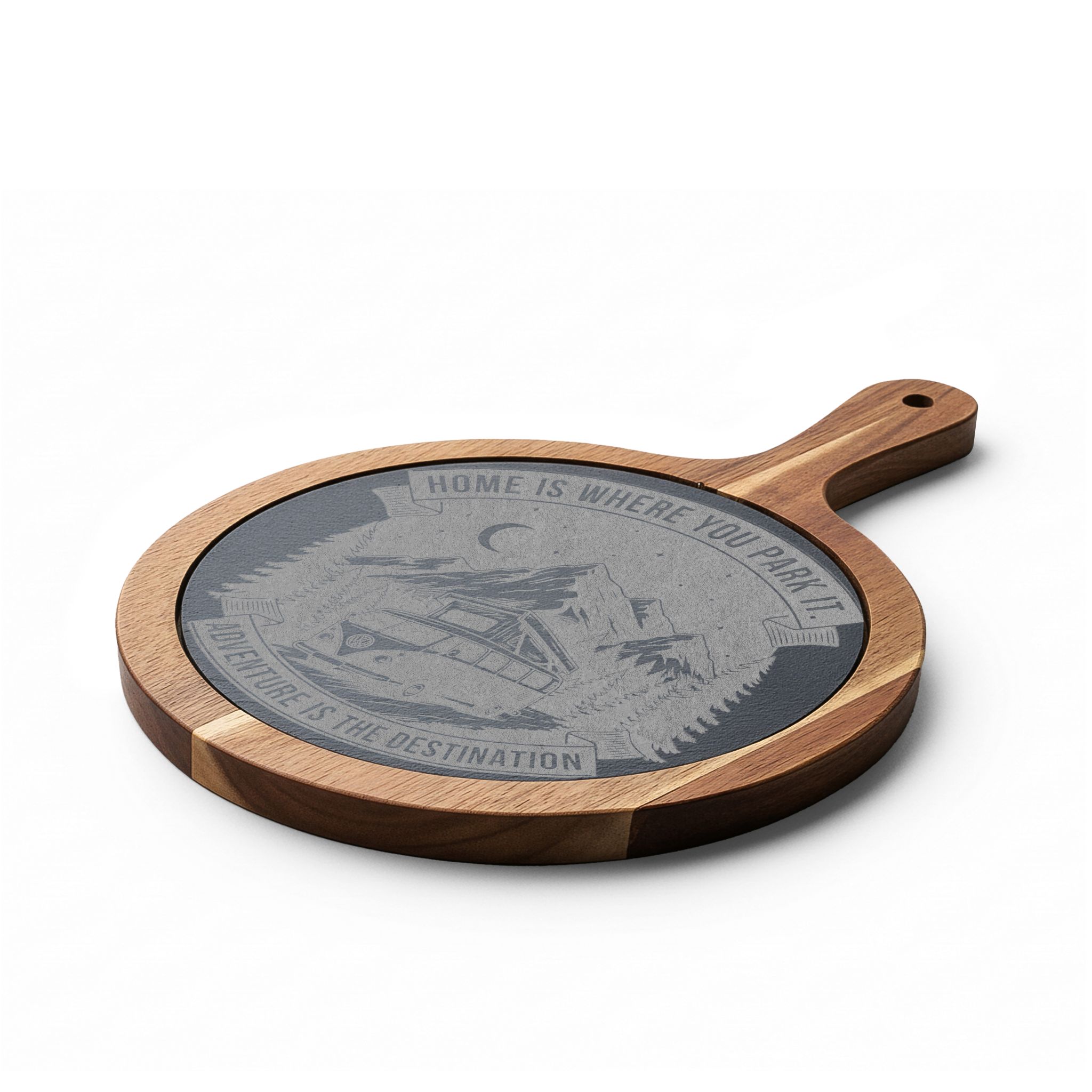 Engraved Charcuterie Board - "Home Is Where You Park It-Adventure is the destination" (4 Variants Available)