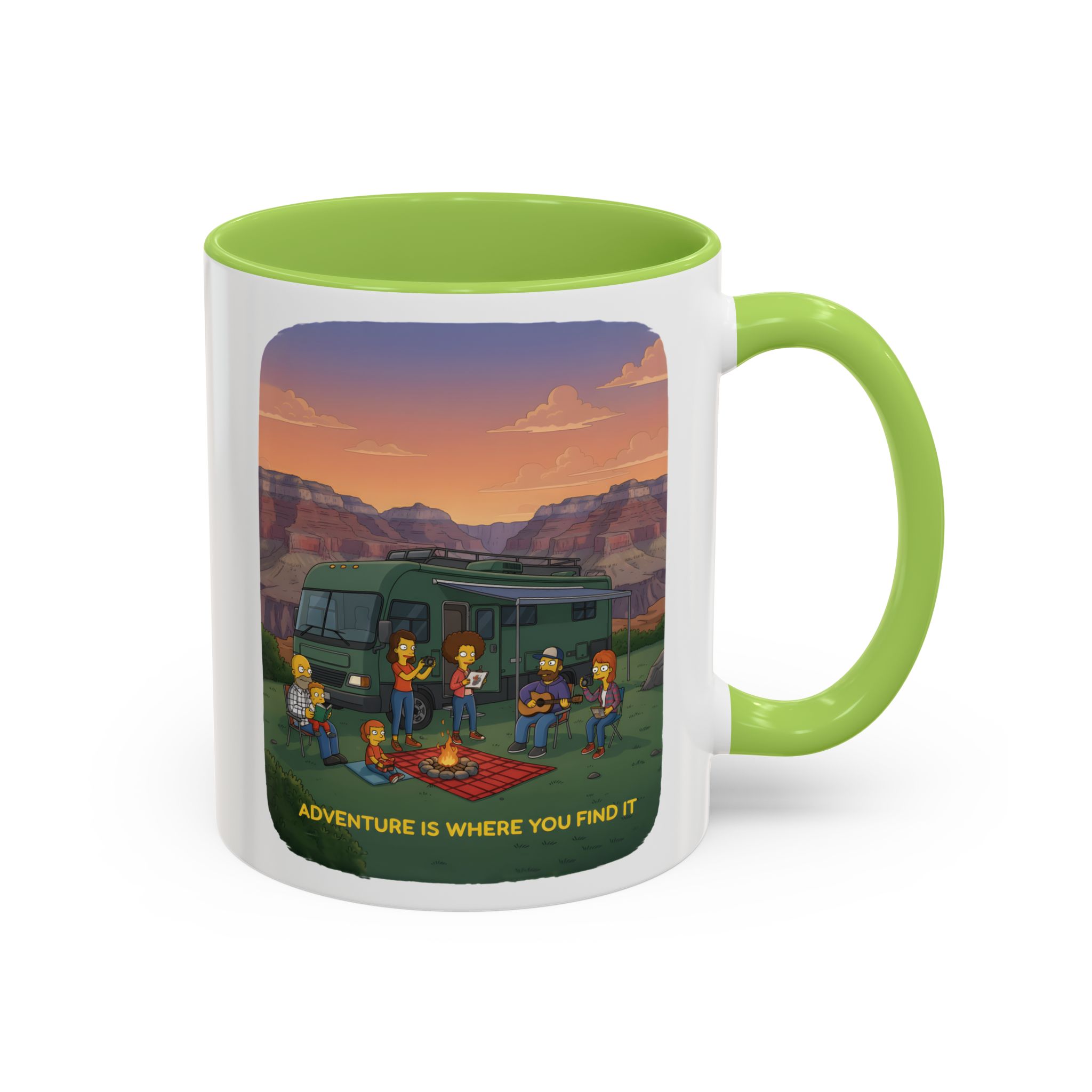 Accent Coffee Mug (11, 15oz) — "Adventure Is Where You Find It" Design Sitcom-Line