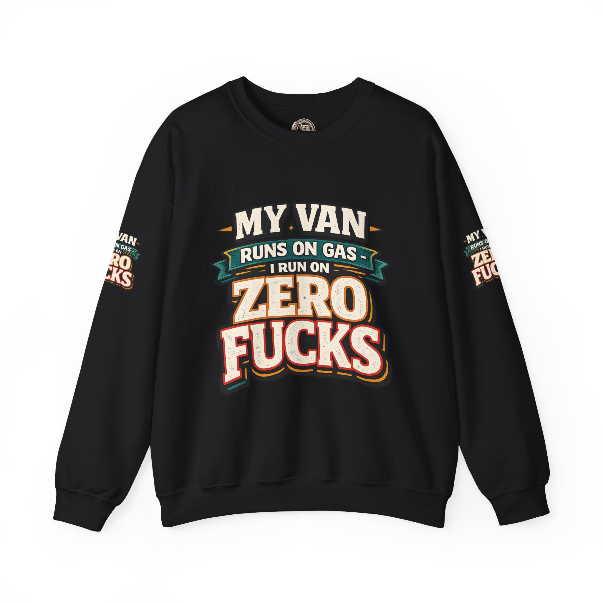 Unisex Heavy Blend™ Crewneck Sweatshirt — "My Van Runs On Gas" Design F**K-Line