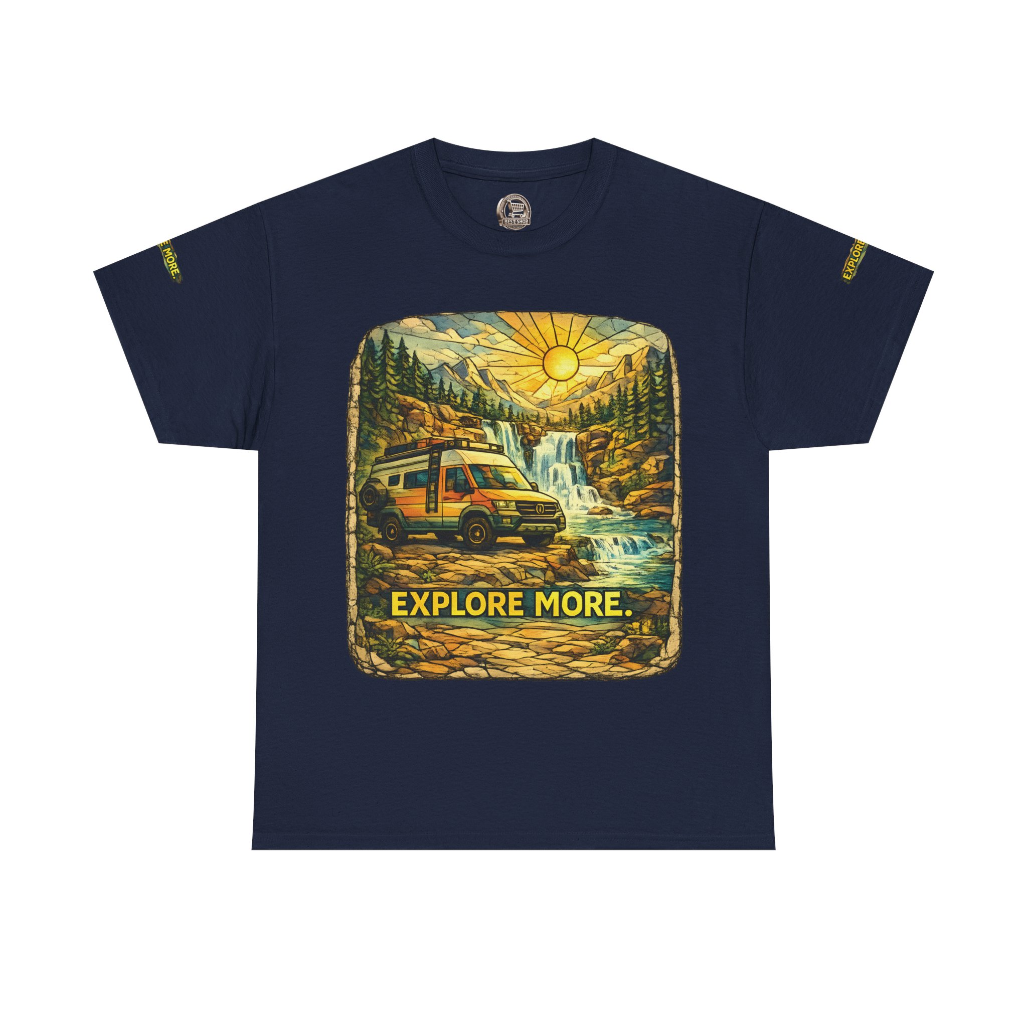 Unisex Heavy Cotton Tee — "Explore More" Design Cubic-Line