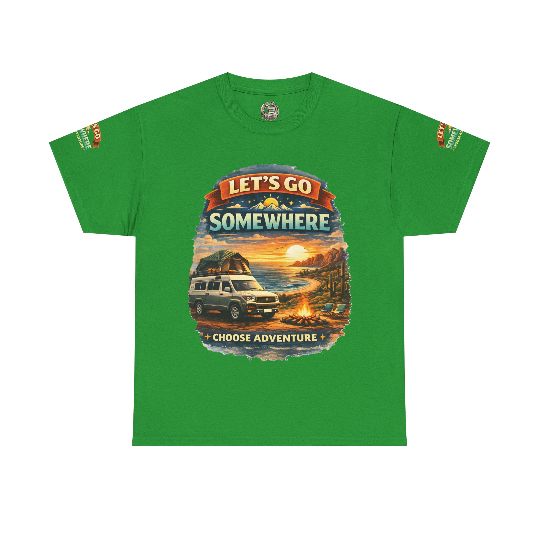 Unisex Heavy Cotton Tee — "Lets Go Somewhere" Design Scenic-Line