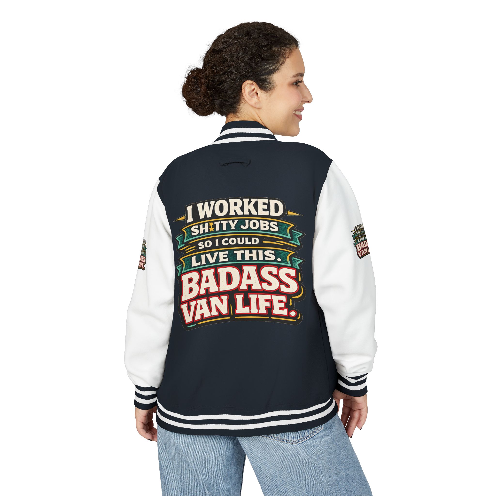 Unisex Heavyweight Letterman Jacket — "I Worked Shitty Jobs" Design F**K-Line