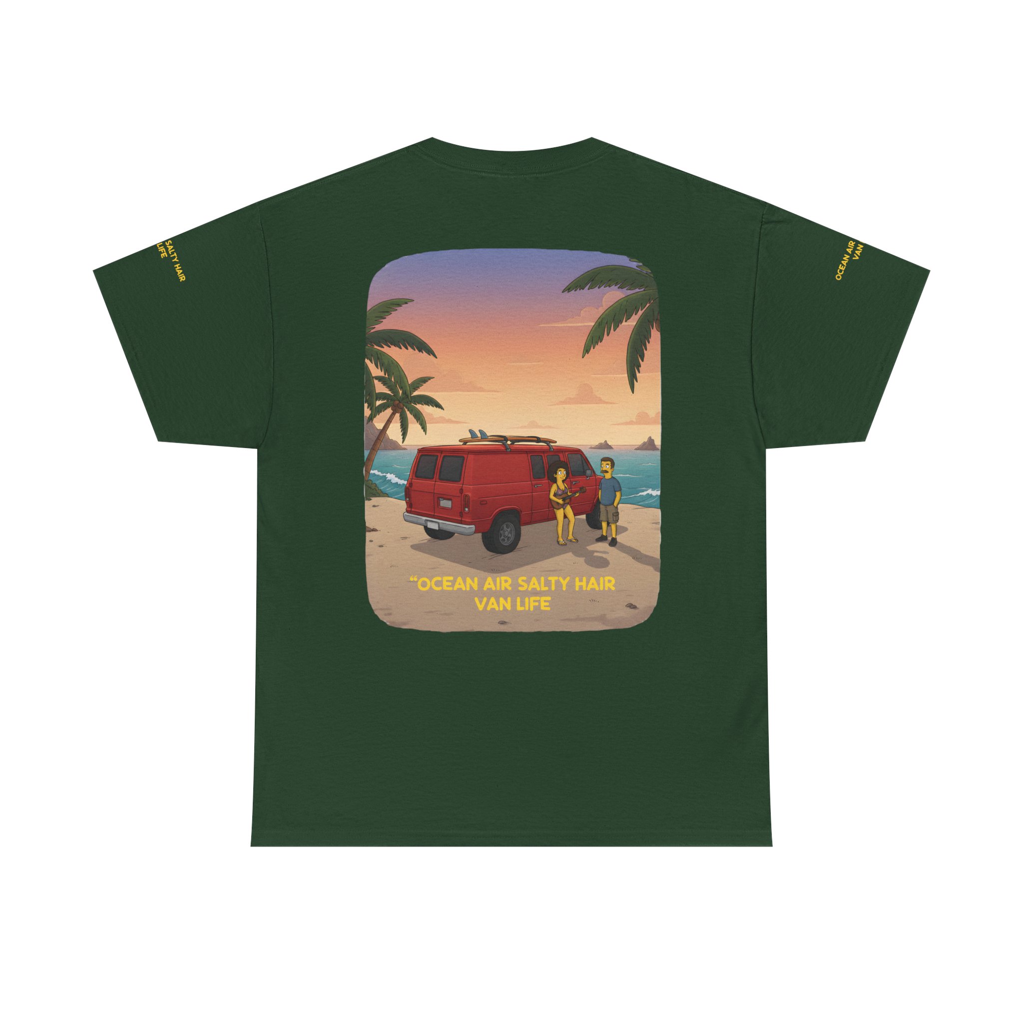 Unisex Heavy Cotton Tee — "Ocean Air Salty Hair Van Life" Design Sitcom-Line