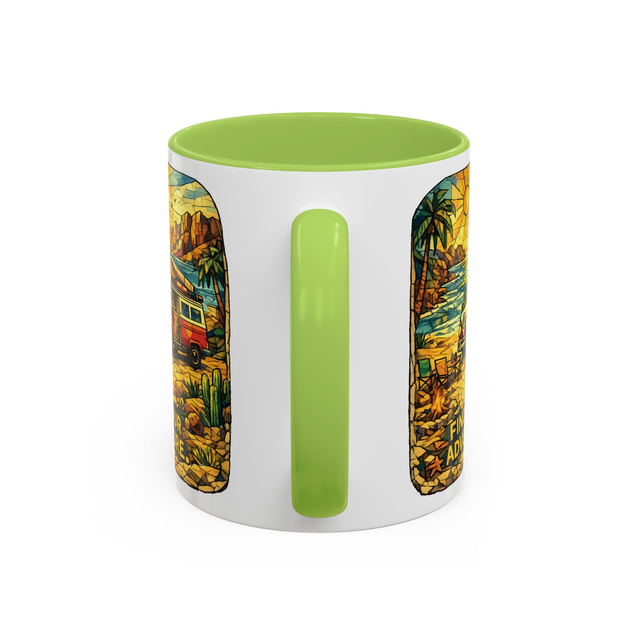 Accent Coffee Mug (11, 15oz) — ""Find Your Adventure"" Design Cubic-Line