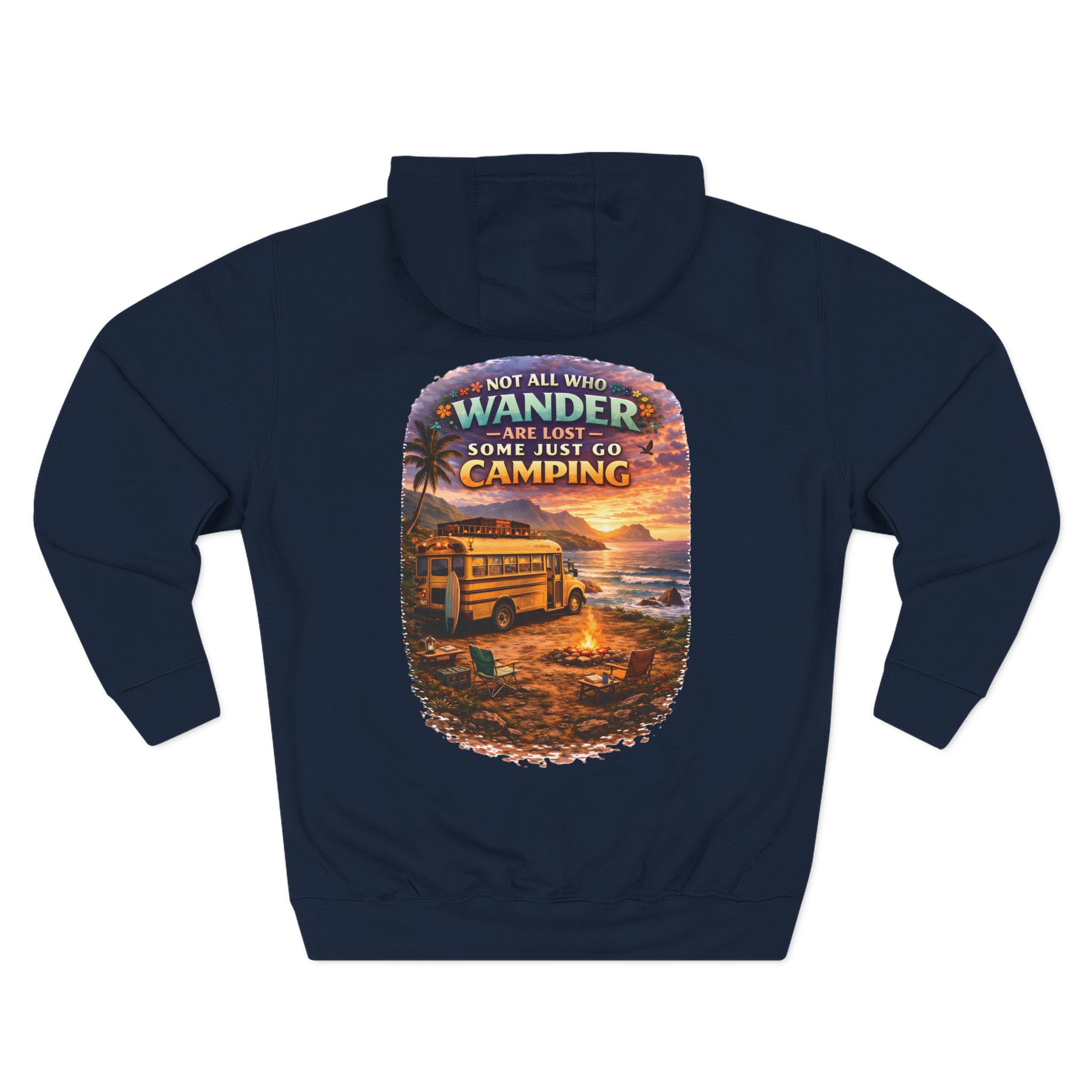 Three-Panel Fleece Hoodie - "Not All Who Wander Are Lost " Design Scenic-Line