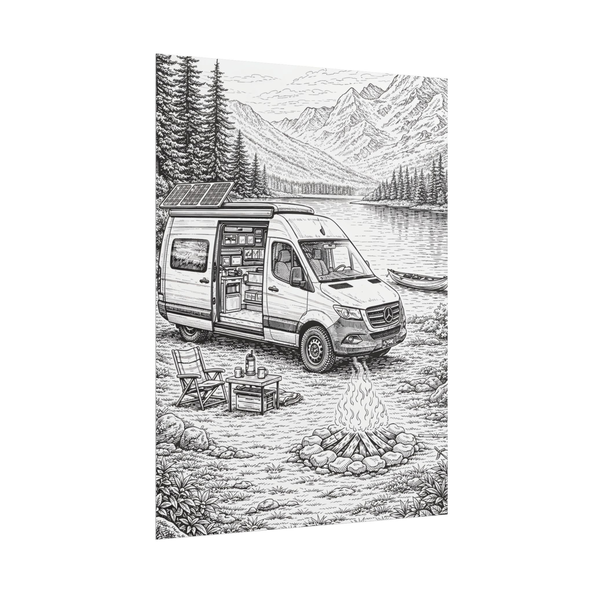 Campervan Poster — Vintage RV Camping Landscape Wall Art