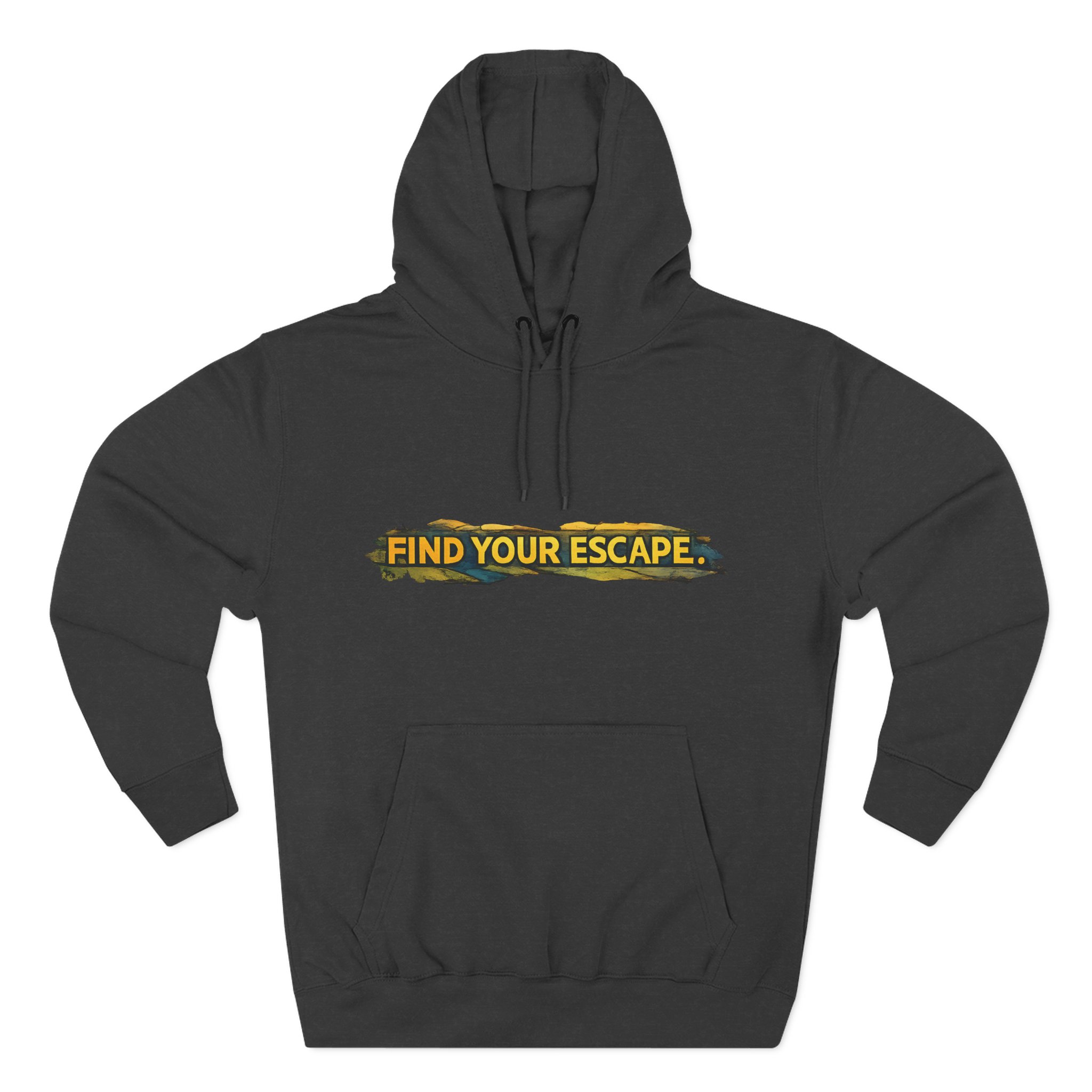 Three-Panel Fleece Hoodie - "Find Your Escape" Design Cubic-Line