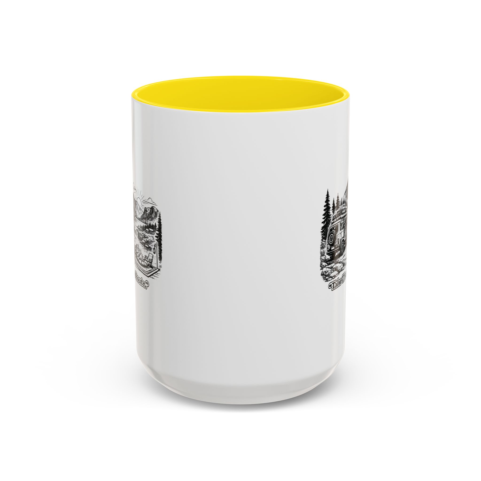 Accent Coffee Mug (11, 15oz) — "Take The Scenic Route" Design Minimal-Line