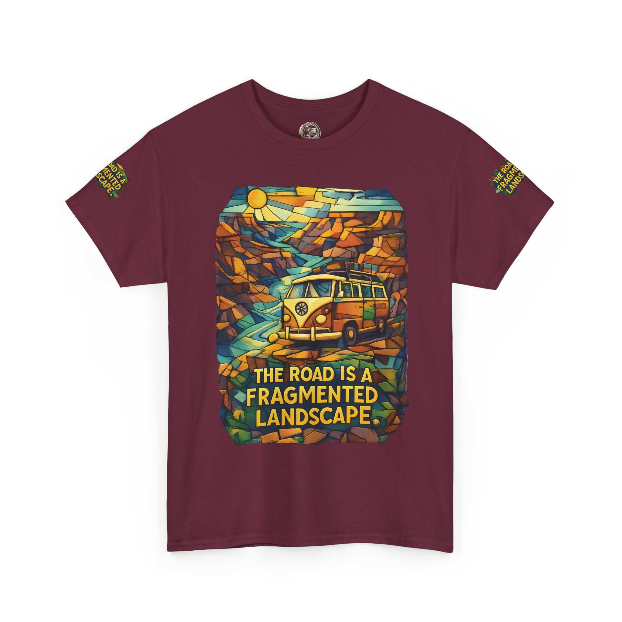 10299543193599130687_2048.jpeg Unisex Heavy Cotton Tee — "The Road Is A Fragmented Landscape" Design Cubic-Line