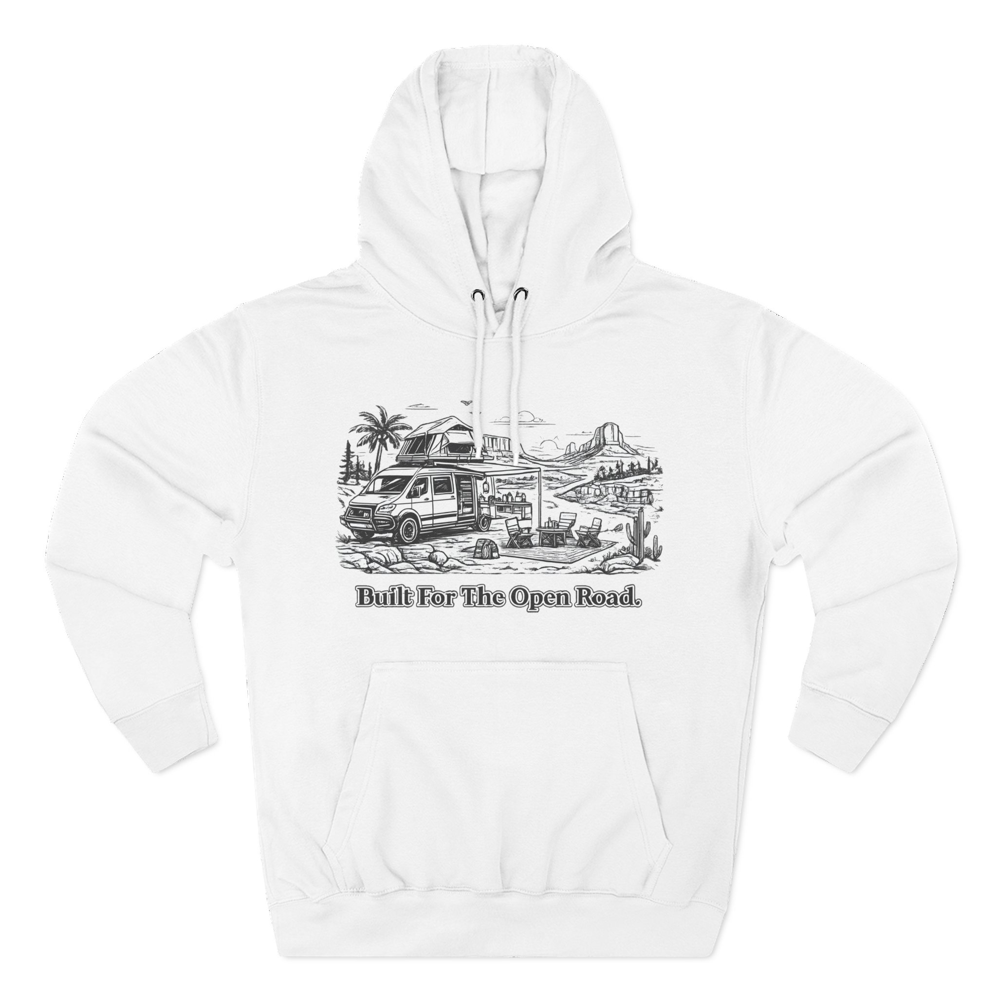 Three-Panel Fleece Hoodie - "Built For The Open Road" Design Minimal-Line